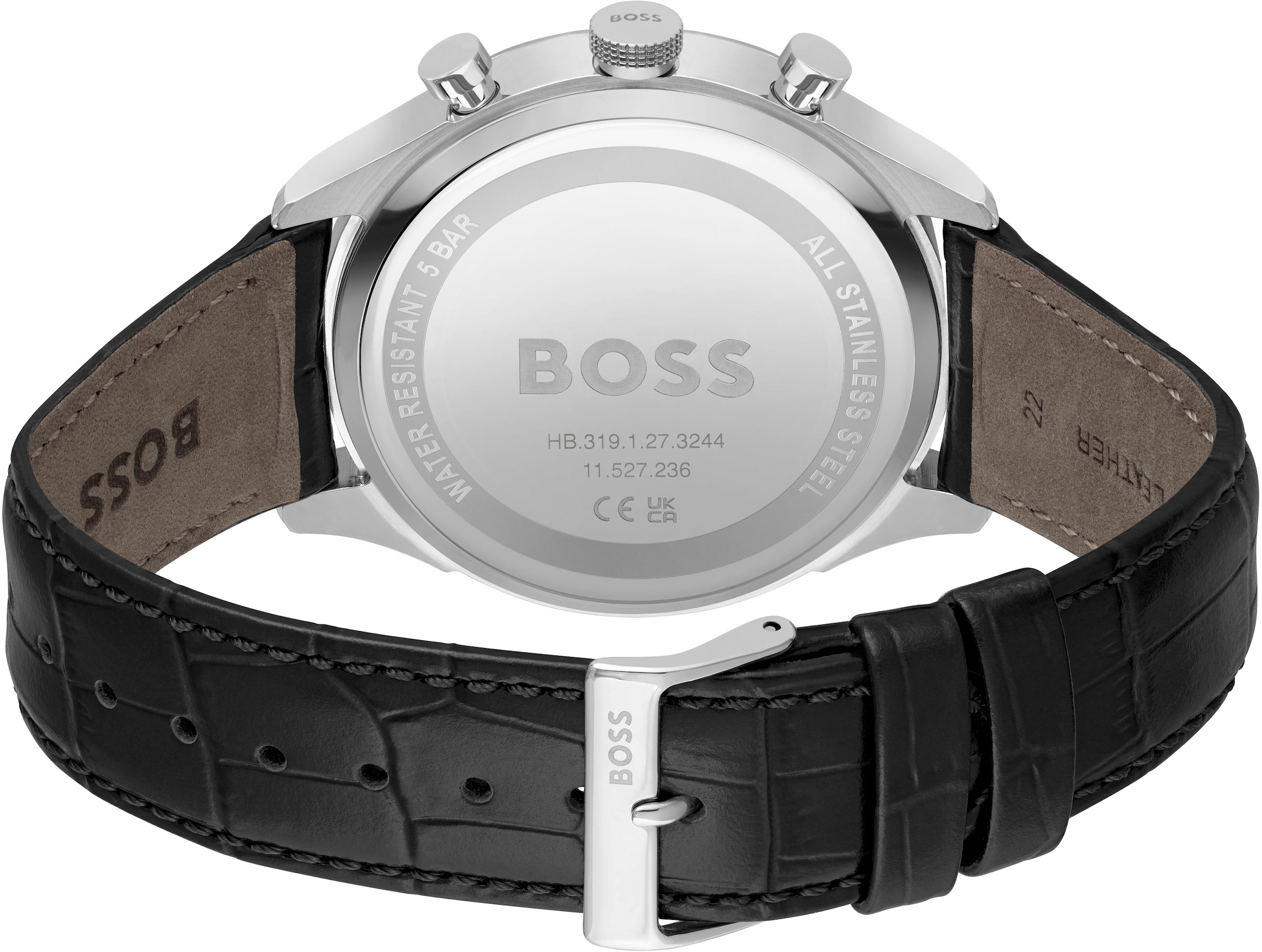 BOSS Chronograph »GREGOR«, Quarzuhr, Herrenuhr, Armbanduhr, Stoppfunktion, Lederarmband