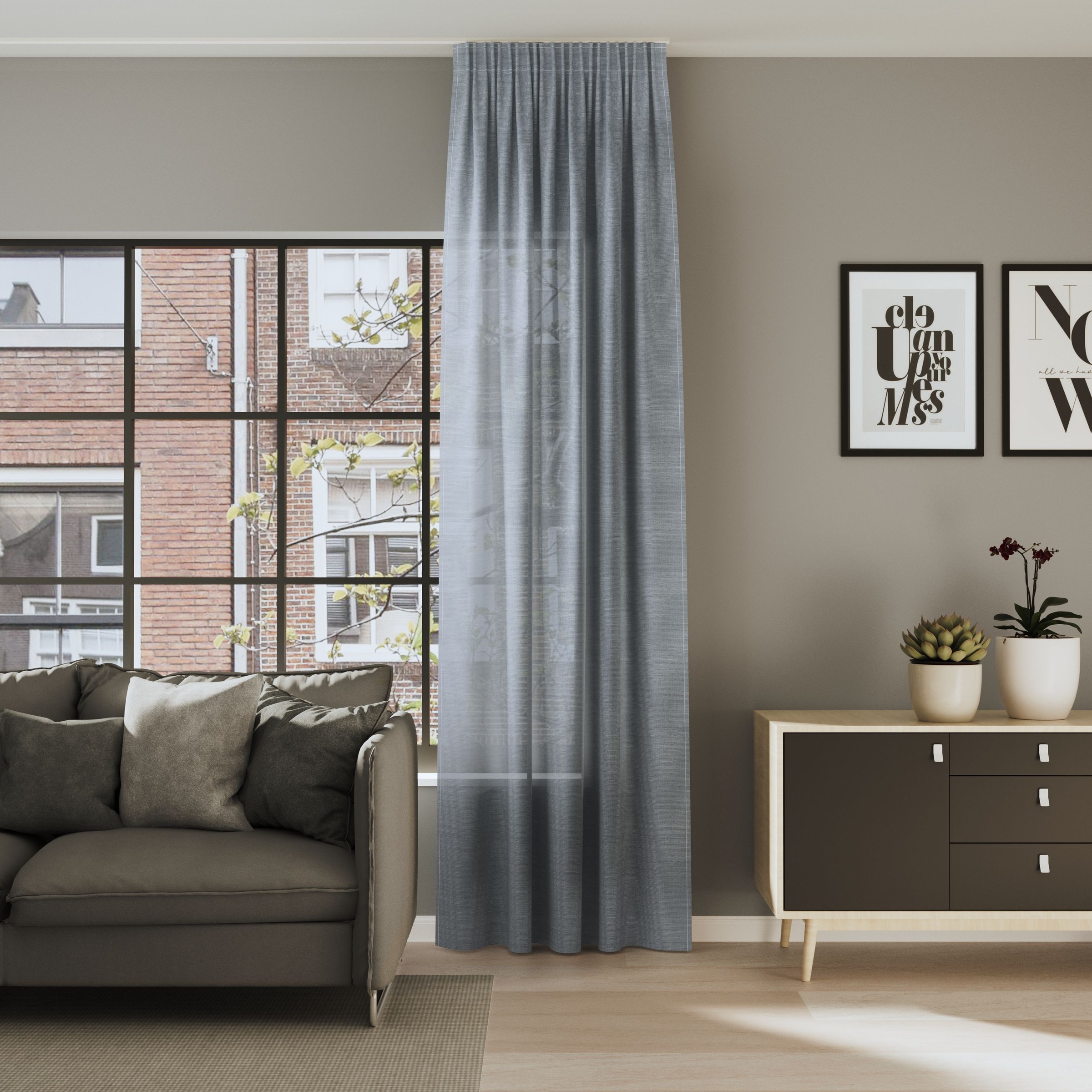 Vorhang NEUTEX FOR YOU, B:142cm H:245cmmarineblau, Jacquard, Polyester, Wohnzimmer, Gardinen, "ALLEY-ECO", Halbtransparentes Streifendesign