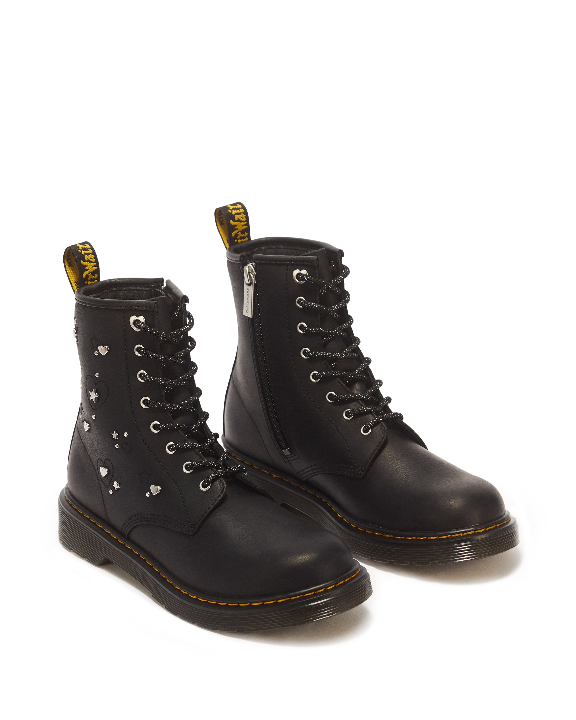 DR. MARTENS Schnürboots "1460 Hs Y Black Wyoming" Schnürstiefelette mit logobedruckter Anziehlasche