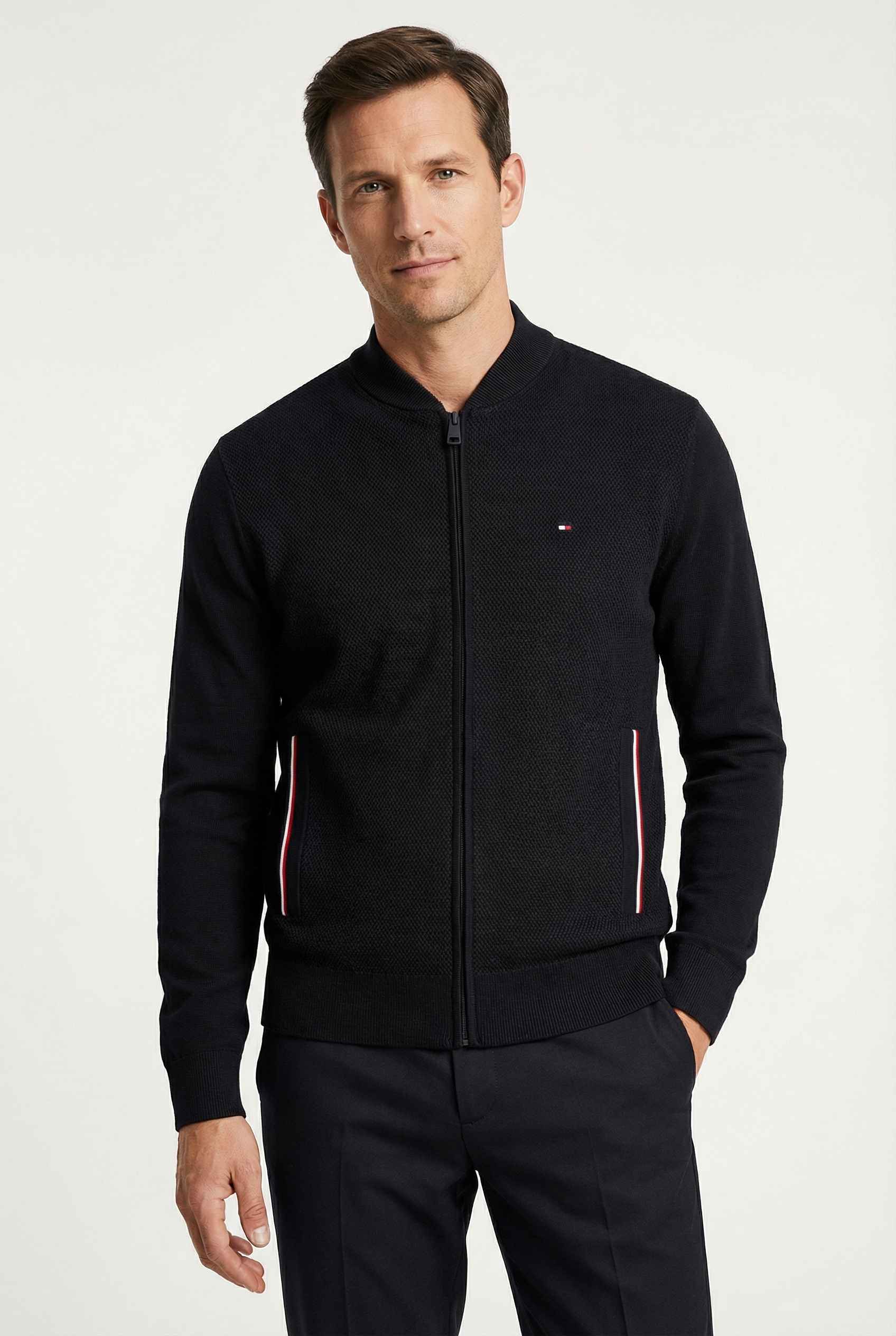 Tommy Hilfiger Strickjacke "RWB TEXTURED ZIP THROUGH BOMBER"