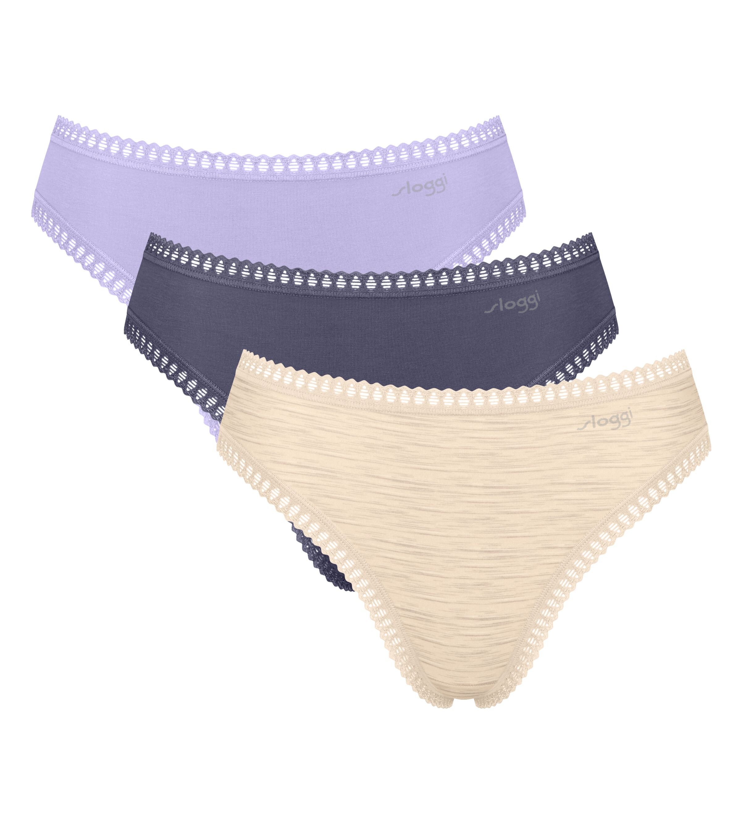 Sloggi Slip "Go Crush" Mit Spitzendetails, Multipack, Hoher Beinausschnitt