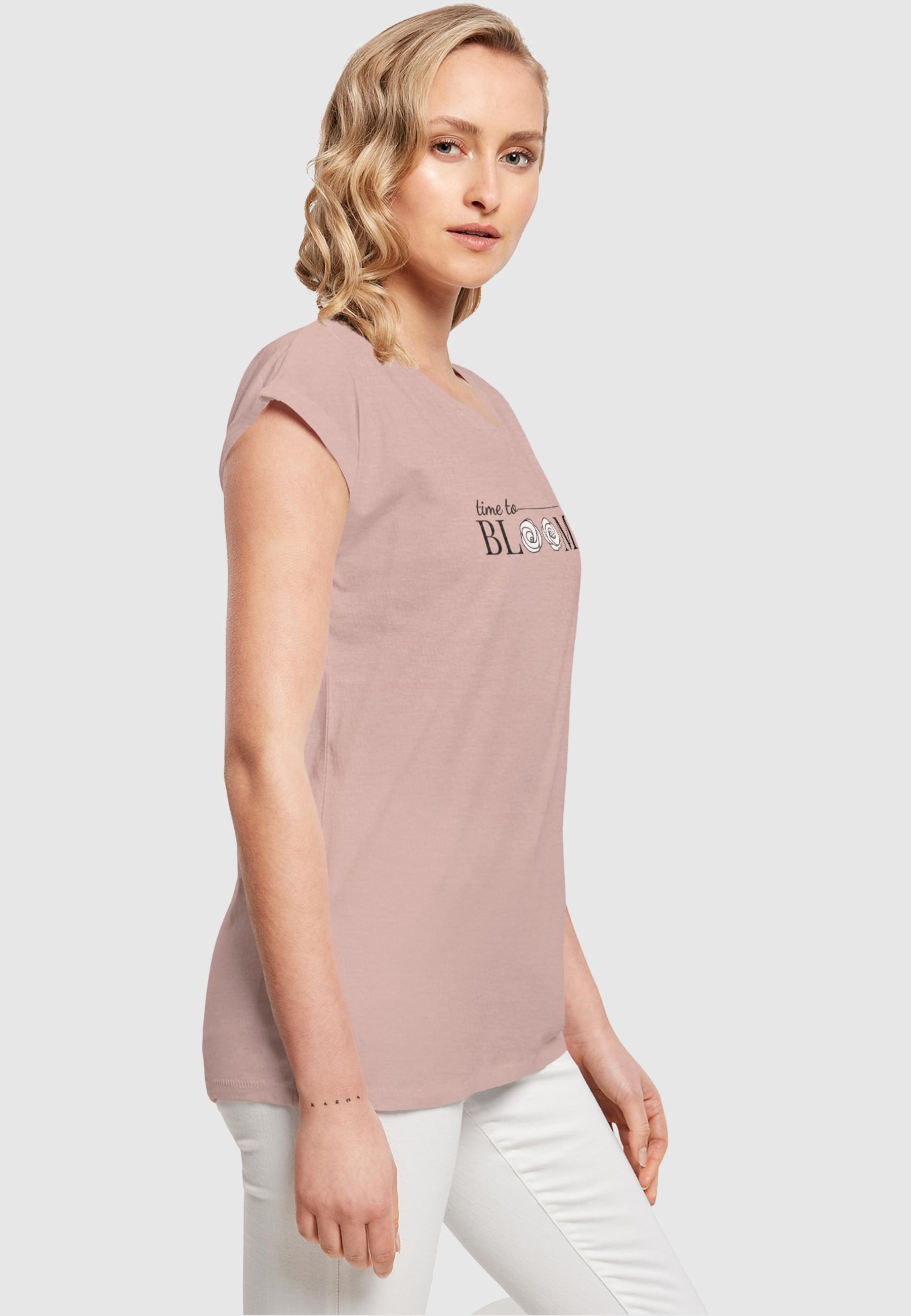 Merchcode T-Shirt »Merchcode Damen Ladies Time to bloom - Extended Shoulder Tee«, (1 tlg.)