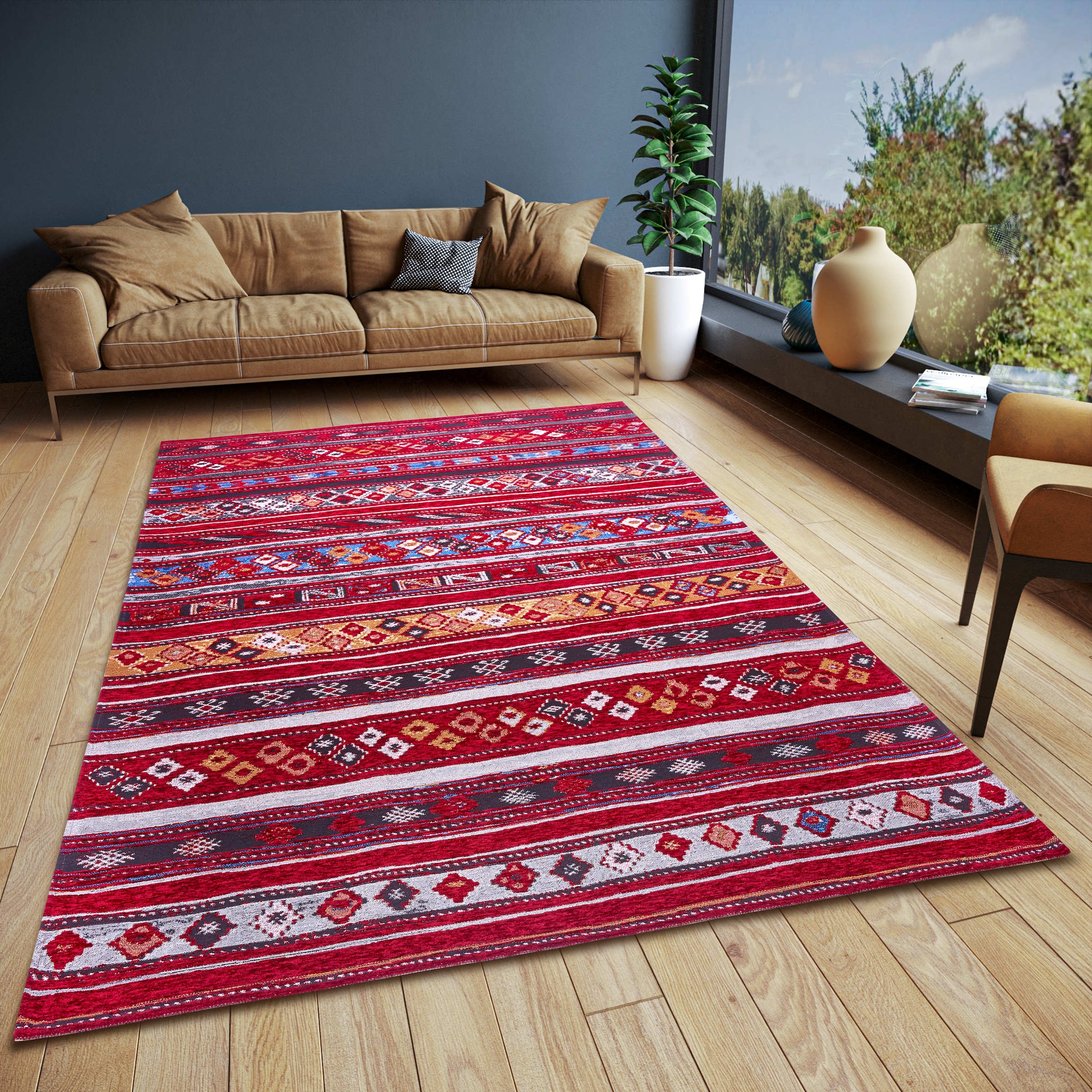 Teppich »Yara«, rechteckig, Boho-Style, Anti-Rutsch, Vintage, Wohnzimmer, Flur,...