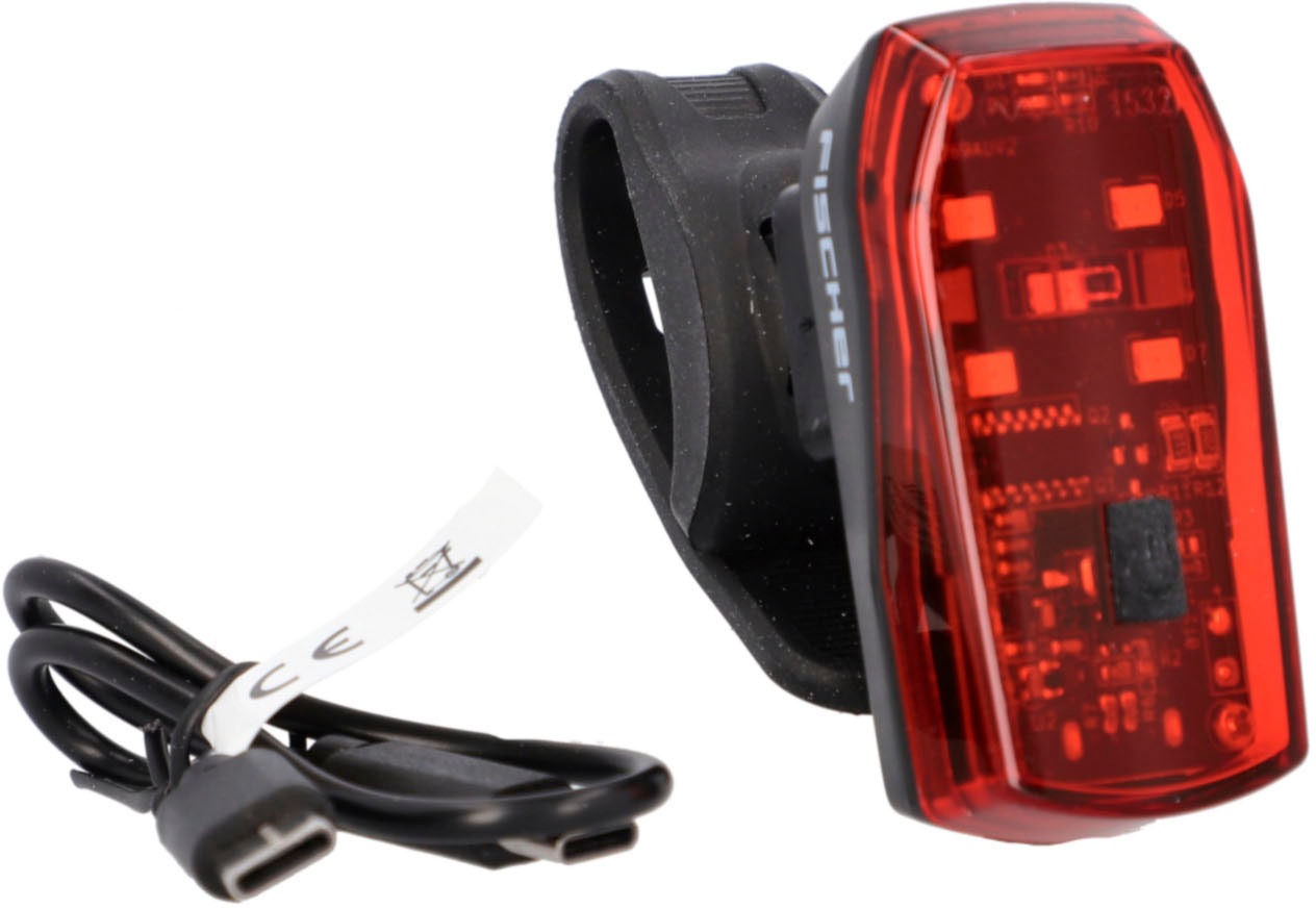 FISCHER FAHRRAD Fahrrad-Rücklicht "Akku-Rücklicht “Basic STOP”"schwarz, Fahrradlampen