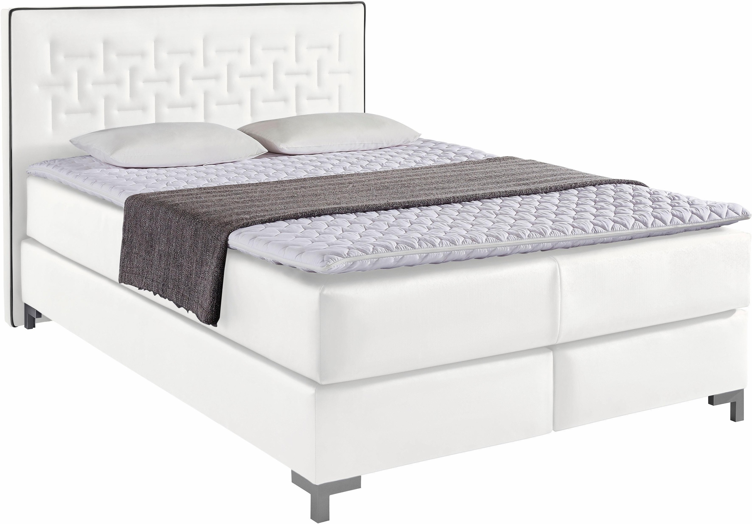 INOSIGN Boxspringbett »Coos«, mit besonderer Steppung im Kopfteil, 3 Matratzenarten, 2 Härtegrade