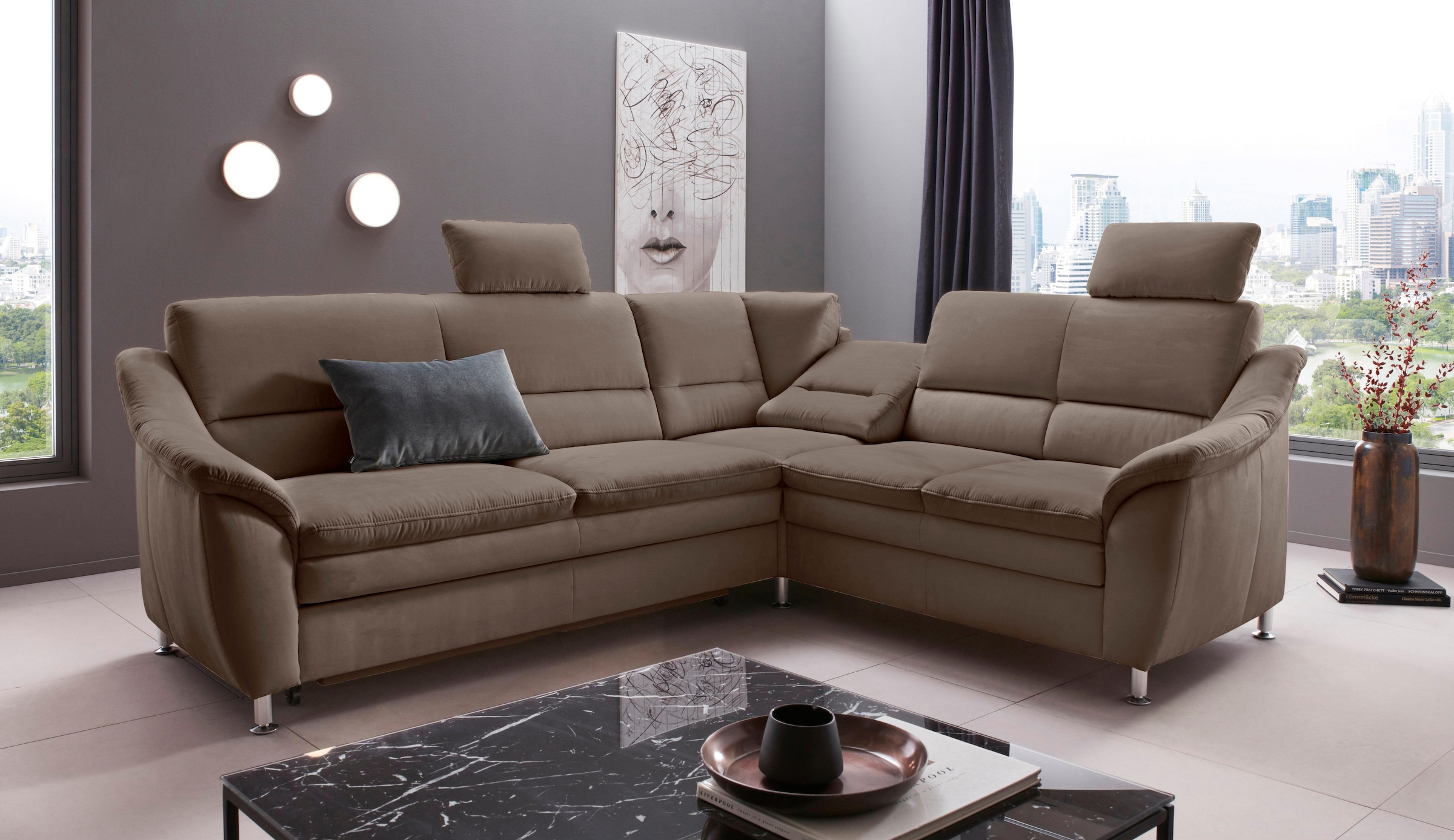 OTTO home Ecksofa "Cardoso L-Form" Federkern, wahlweise mit Bett, Schubkasten, teilweise Relaxfunktion