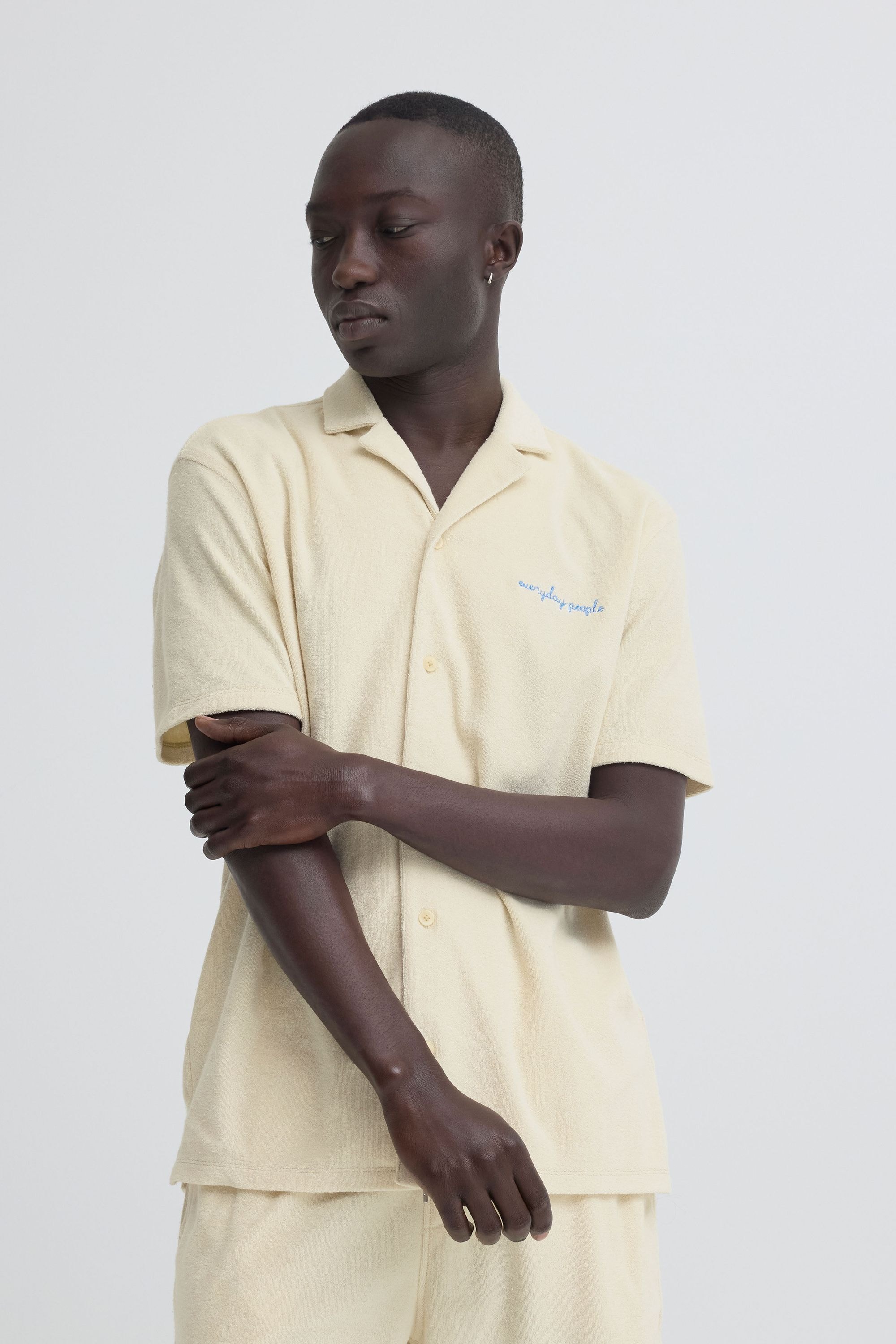 Blend Kurzarmhemd "BHBasti" Modernes Frottee-Hemd mit Stickerei günstig online kaufen