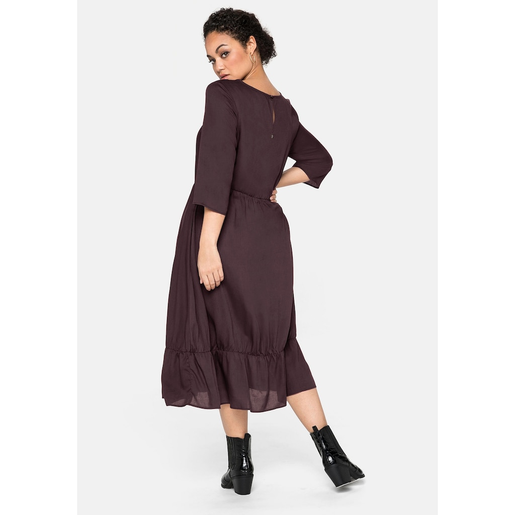 Damenmode Kleider Sheego Midikleid »Midikleid«, aus nachhaltiger Viskose burgund