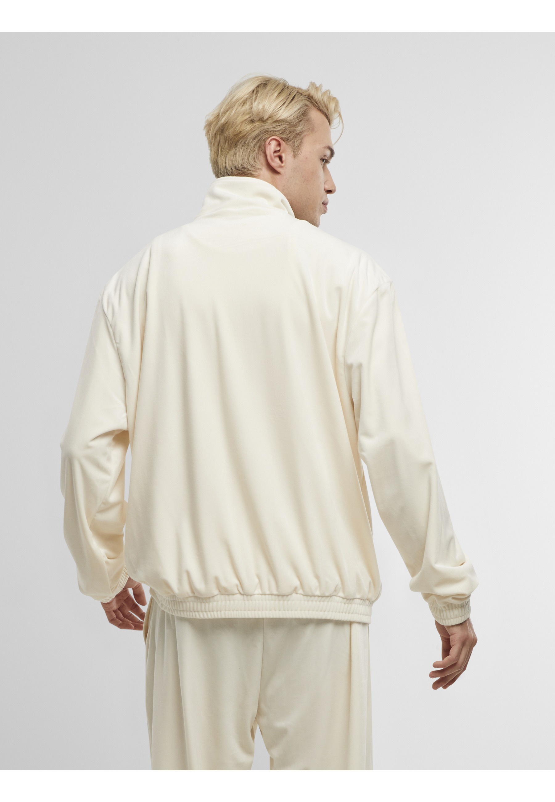 Trainingsjacke KARL KANI "Karl Kani Kani Varsity Velours Trackjacket", Herren, Gr. XS, beige, 93% Polyester, 7% Elasthan, mehrfarbig, normal, amerikanischer Ausschnitt, Jacken Trainingsjacke 3