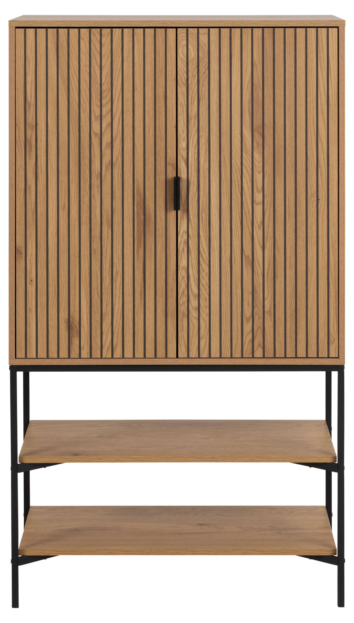 ACTONA GROUP Stauraumschrank »Jaipur Sideboard, Regal,«, Wildeiche-Optik, 2 Türen und 2 Einlegeböden, Lamellenfront