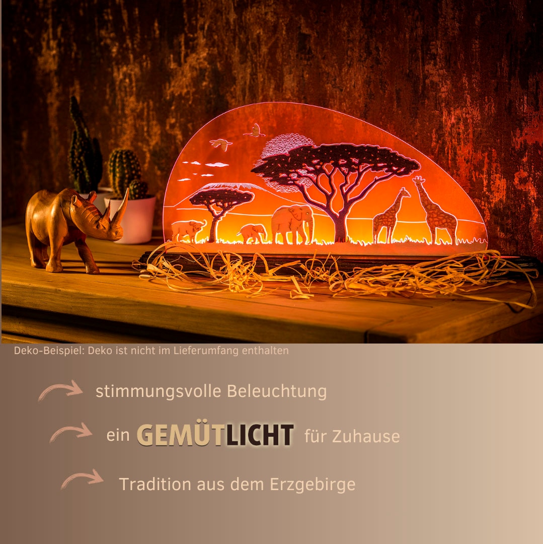 Weigla LED Dekolicht »Safari«, Leuchtmittel LED-Modul | LED wechselbar, beidseitiges Motiv/ Motiv Afrika/ Erzgebirge garantiert LED wechselbar