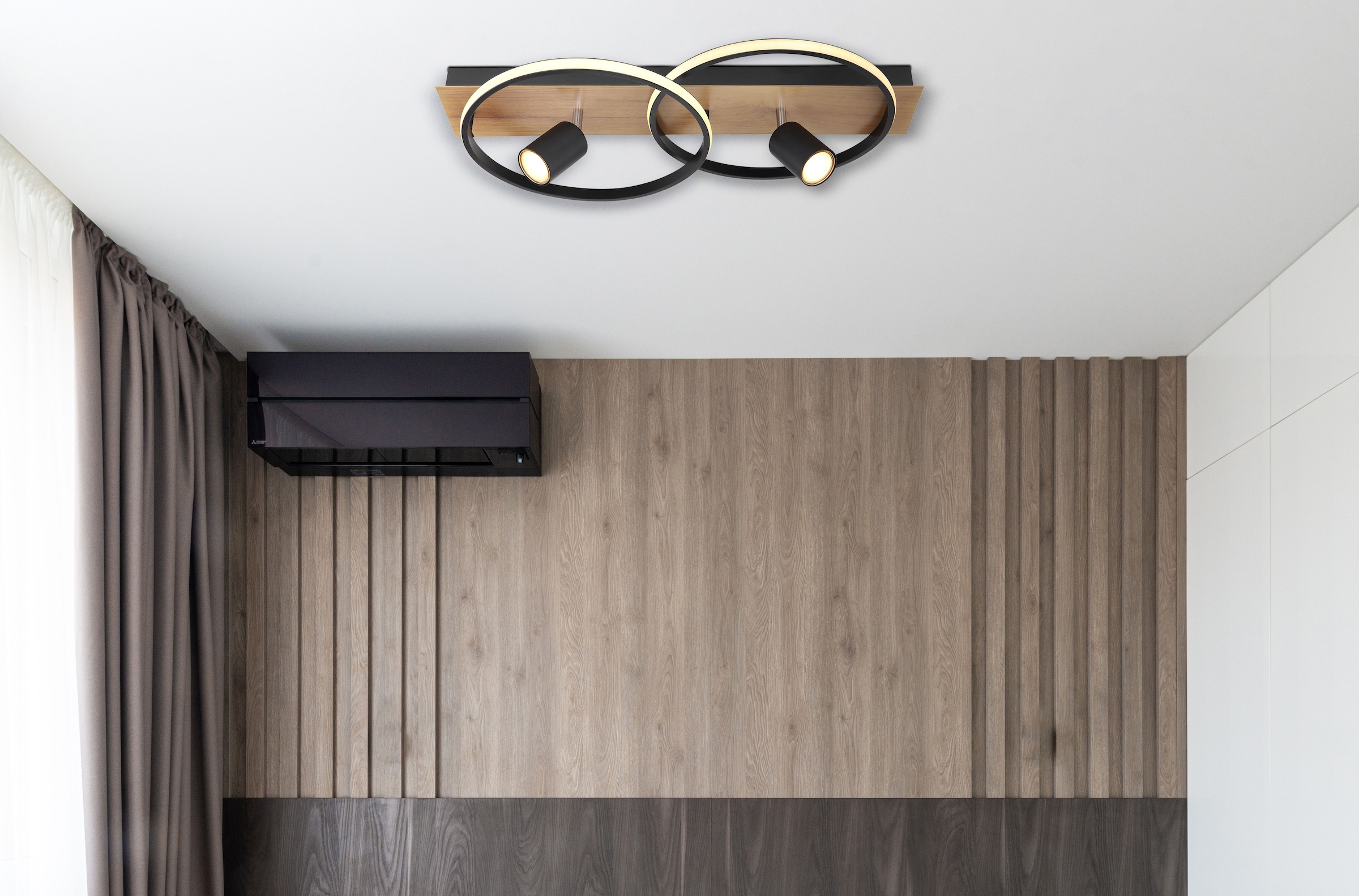 GLOBO LIGHTING LED Deckenleuchte »DANNY«, Leuchtmittel LED-Modul | LED fest integriert, Deckenlampe/Wohnzimmer/Schlafzimmer/modern/Holz