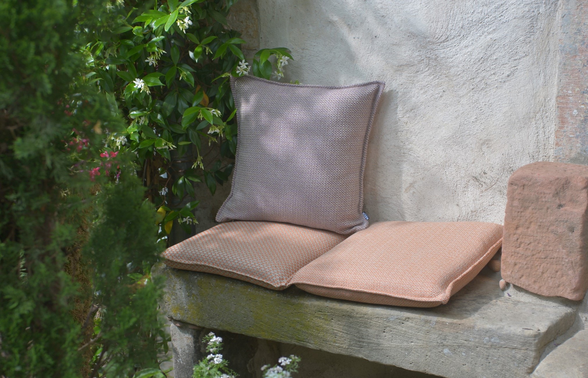 H.O.C.K. Sitzauflage »Linocea«, Outdoor Sitzkissen, 40x40x6cm, Stuhlkissen, salbei mint, gemustert
