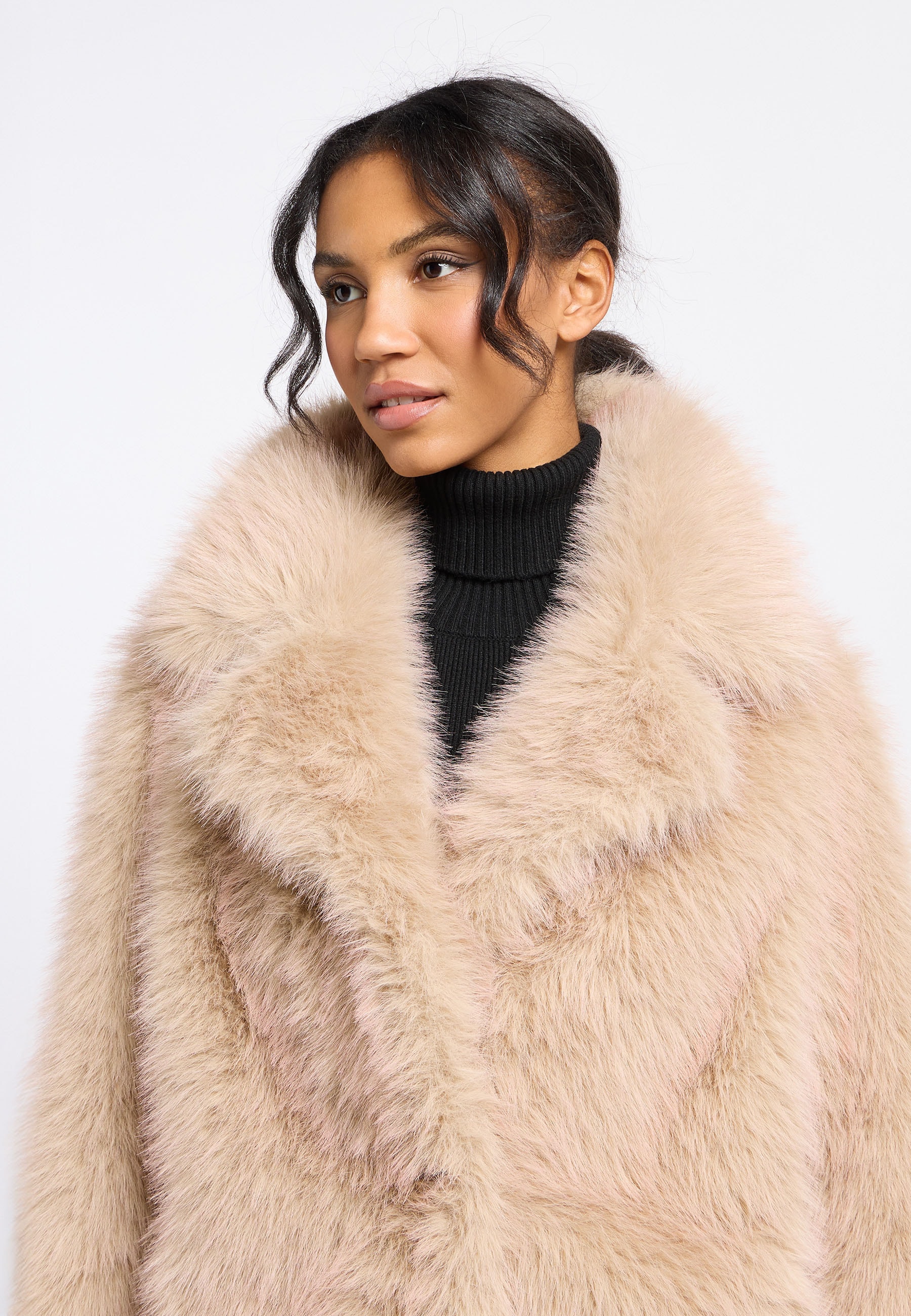 Frieda & Freddies Fellimitatmantel »Fake Fur Coat / Moon-lake«