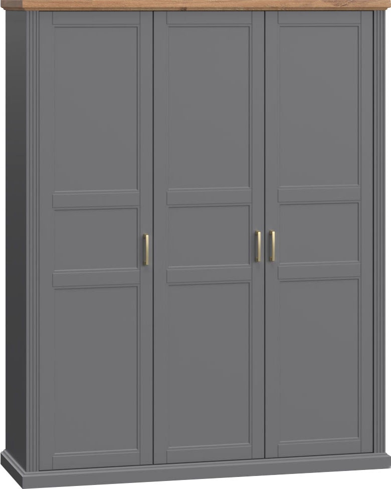 OTTO home "Tara, wahlweise 4 Breiten, hoher Schrank 227cm, soft-close-Funktion" Landhausstil mit Kranzprofil und Kasettenoptik, Innen Holzdekor, lackiert mit hochwertigen wasserbasiertem UV-Lack, FSC-zertifiziert