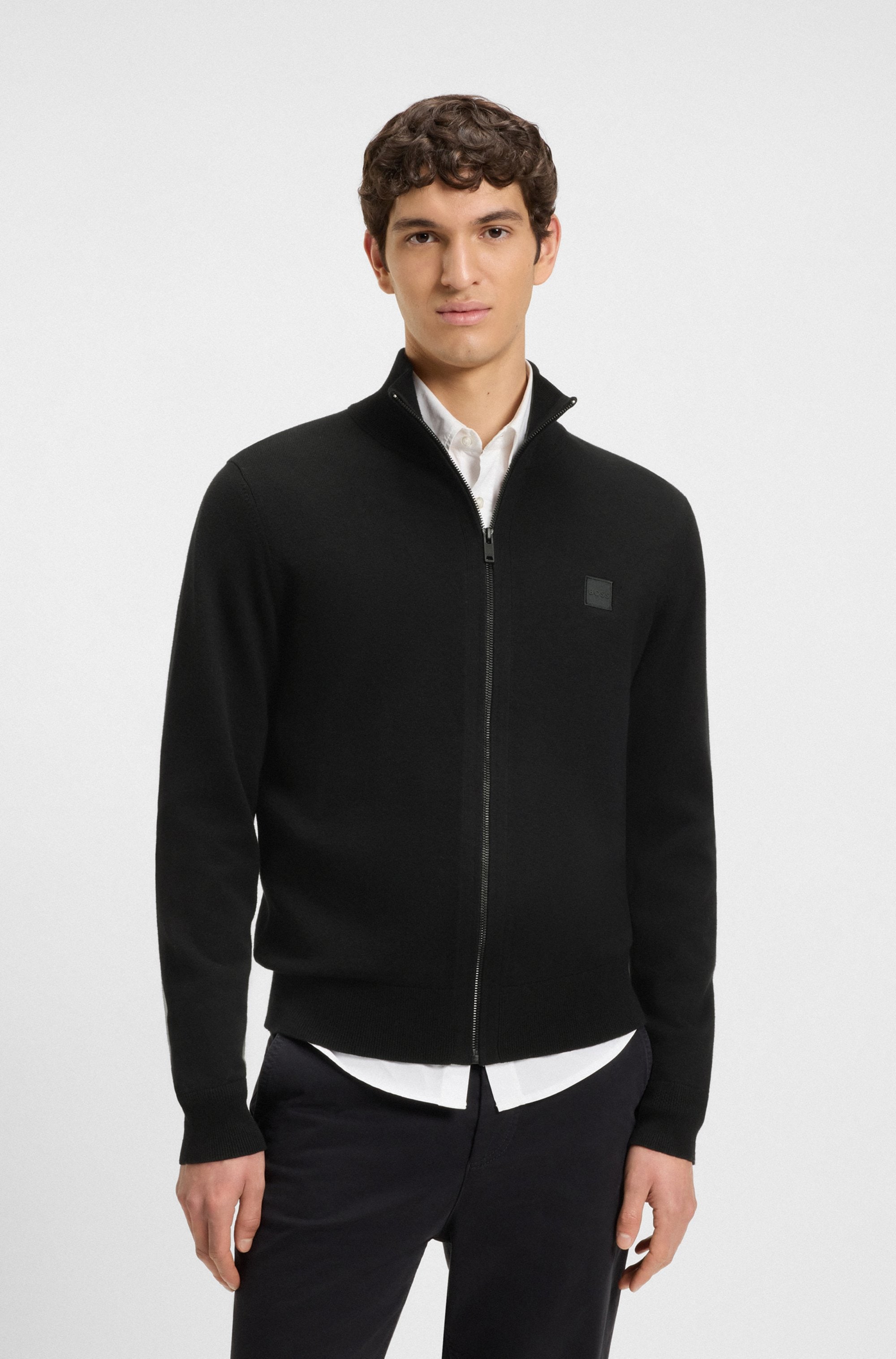 BOSS ORANGE Strickjacke "Kanozip Full Zip Cardigan" mit Reißverschluss