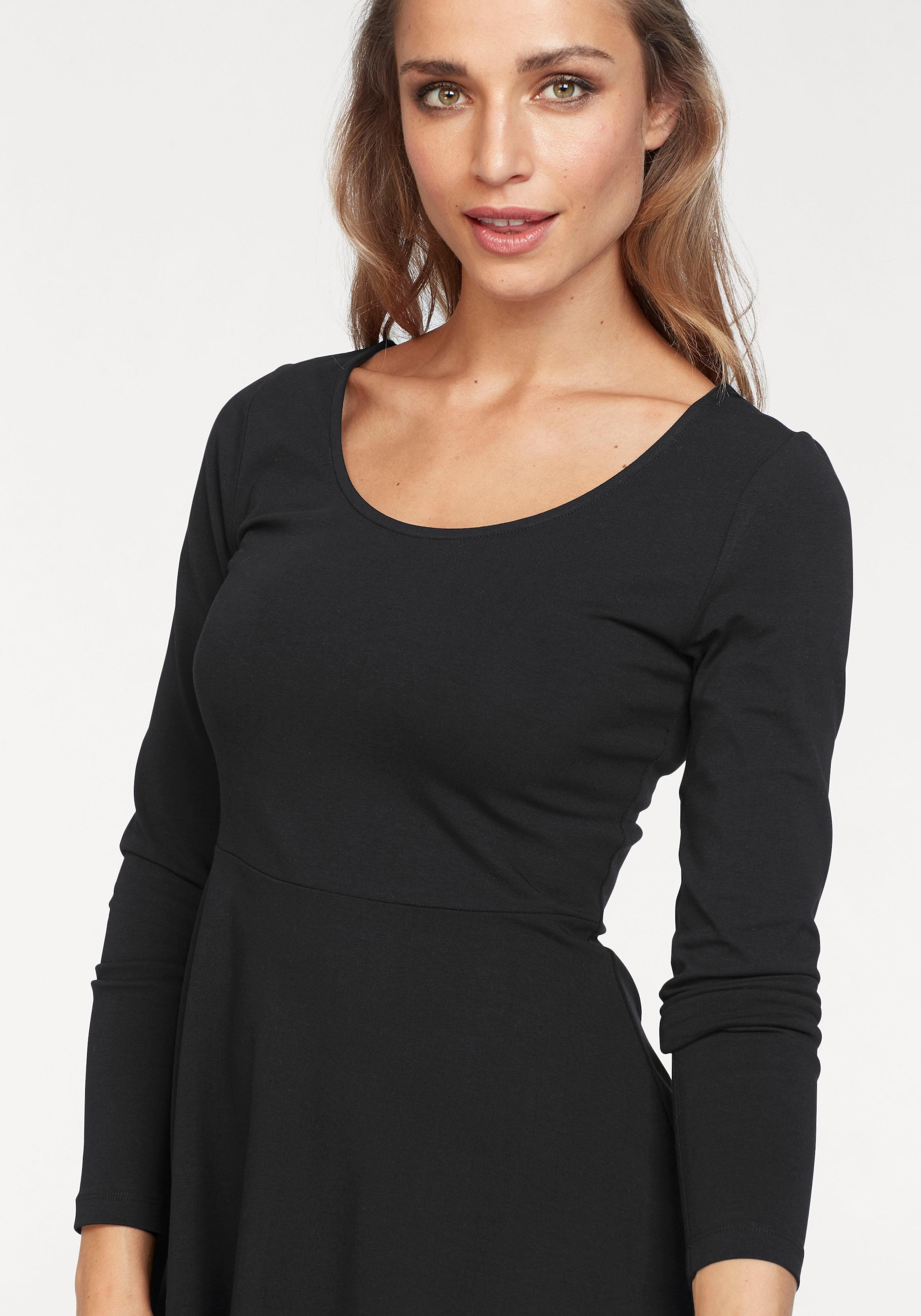 bestellen CASUAL Blumendruck Schwarz BAUR in | Jerseykleid, online uni oder Aniston mit