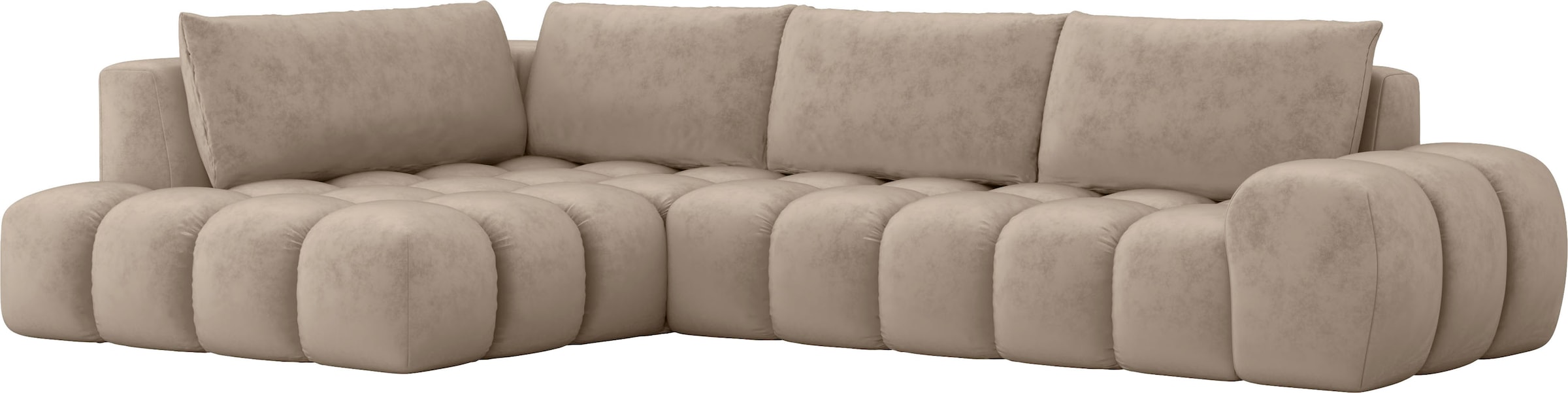 INOSIGN Ecksofa »AZITA Designsofa, elegant und bequem L-Form, Bubble-Optik«, lose Rückenkissen, traumhafte Steppung, Maße B/T/H: 352/210/72 cm
