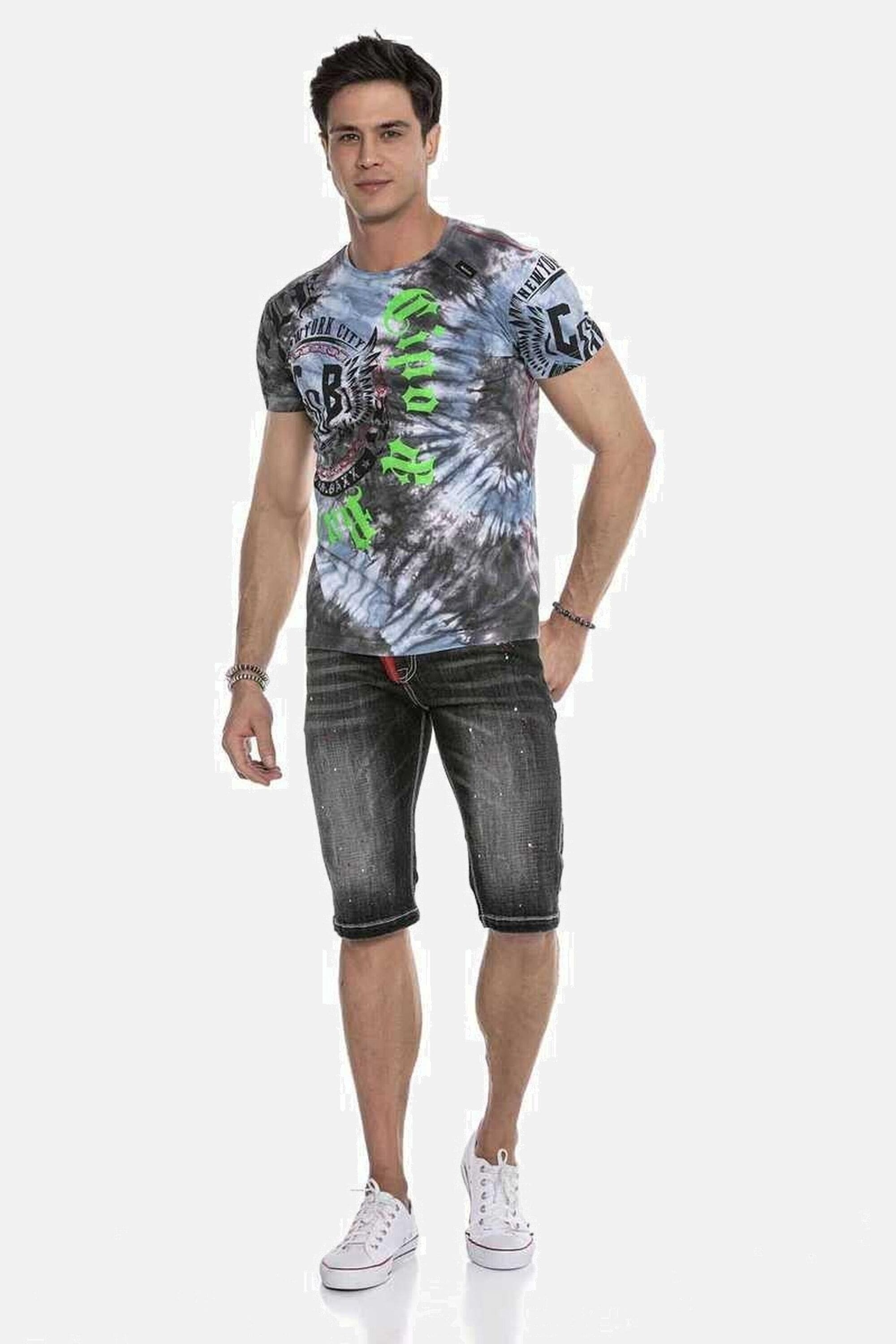 Cipo & Baxx Jeansbermudas »Bermuda & Short«, mit trendigen Farbklecksen, CK240