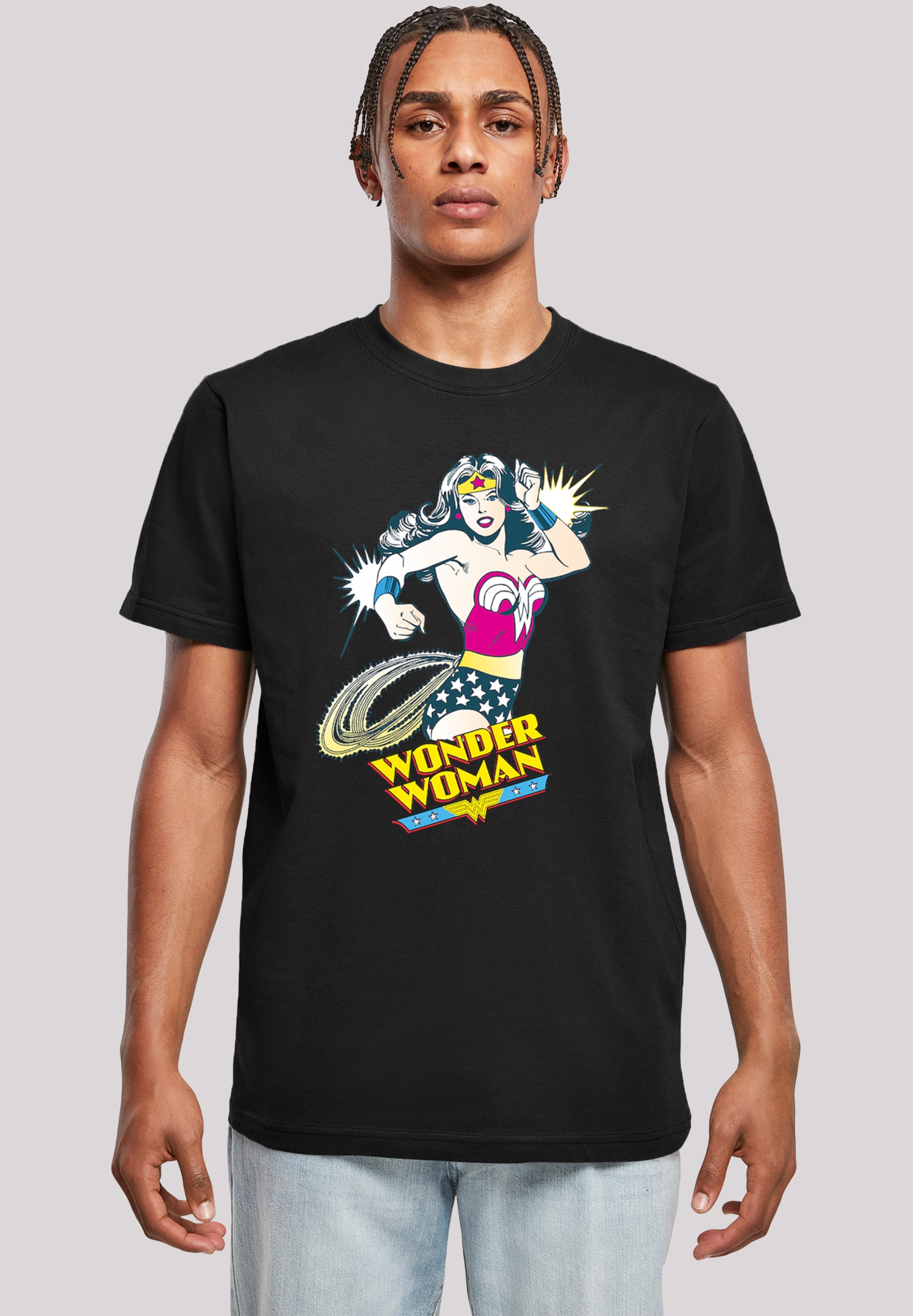F4NT4STIC Kurzarmshirt »F4NT4STIC Herren Wonder Woman Lasso -BLK with T-Shirt Round Neck«, (1 tlg.)