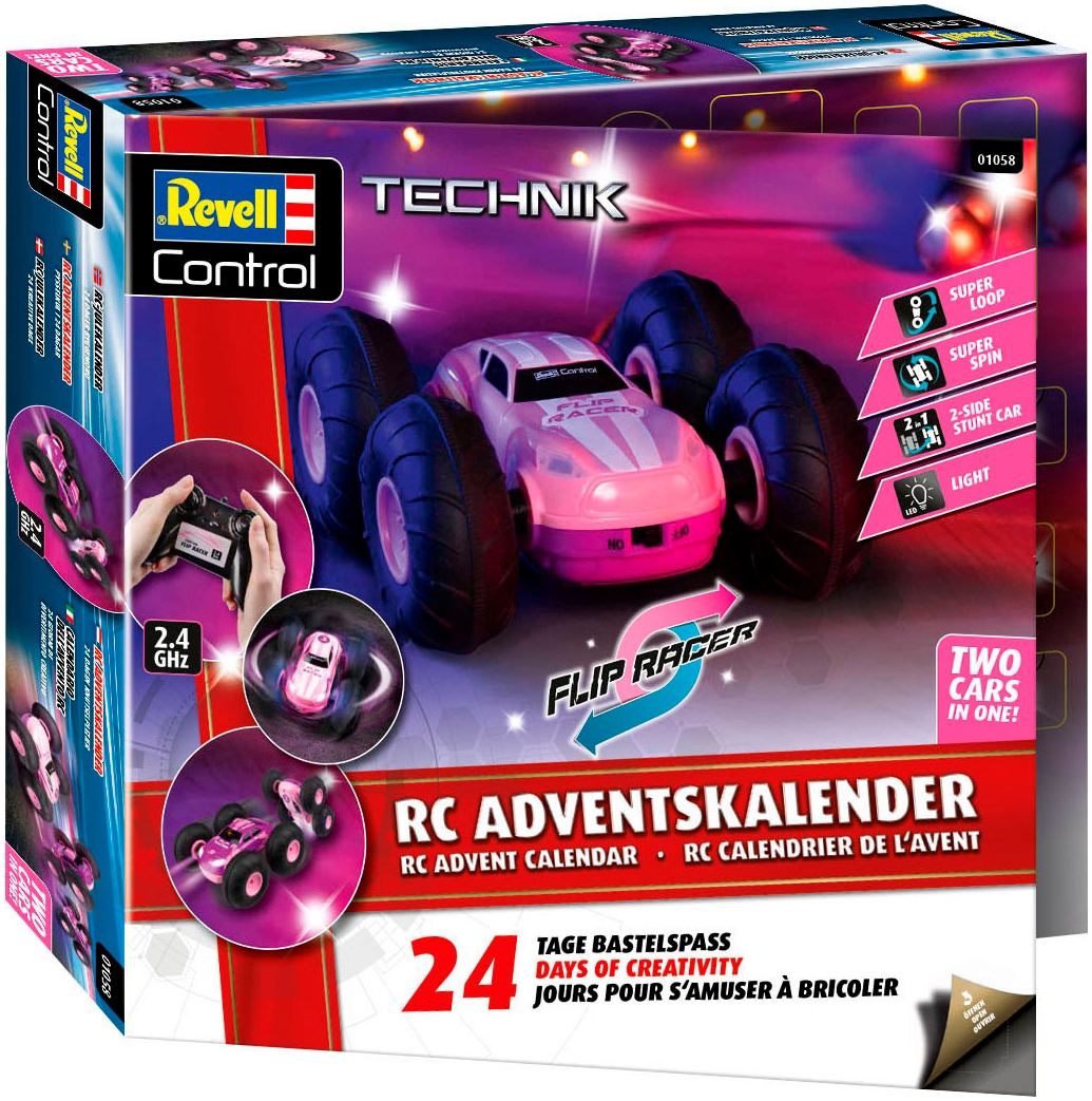 Revell® Spielzeug-Adventskalender »Flip Racer, ferngesteuertes RC Auto zum Selberbauen«, ab 6 Jahren, mit LED-Beleuchtung