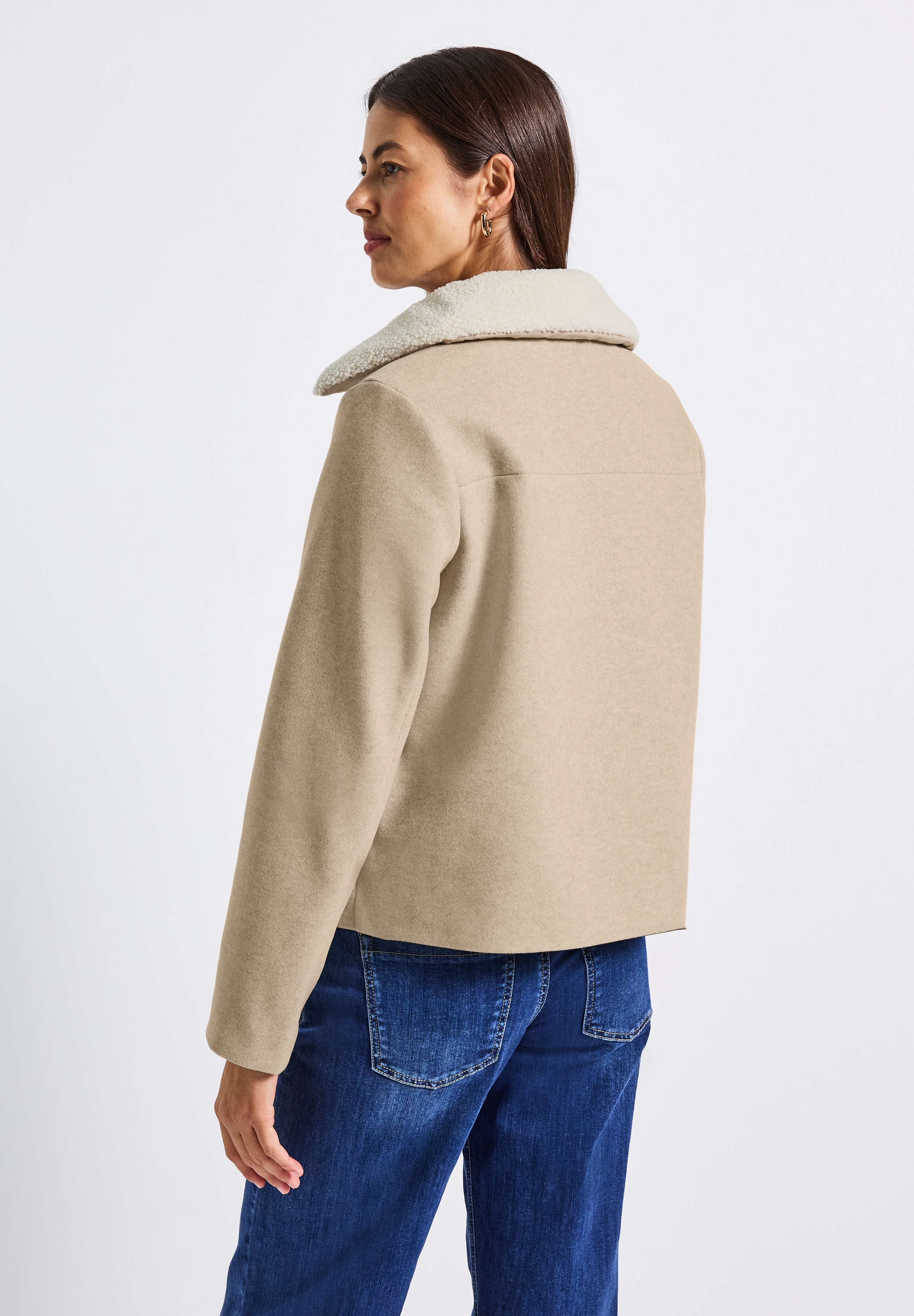 STREET ONE Outdoorjacke, ohne Kapuze, in Woll-Optik