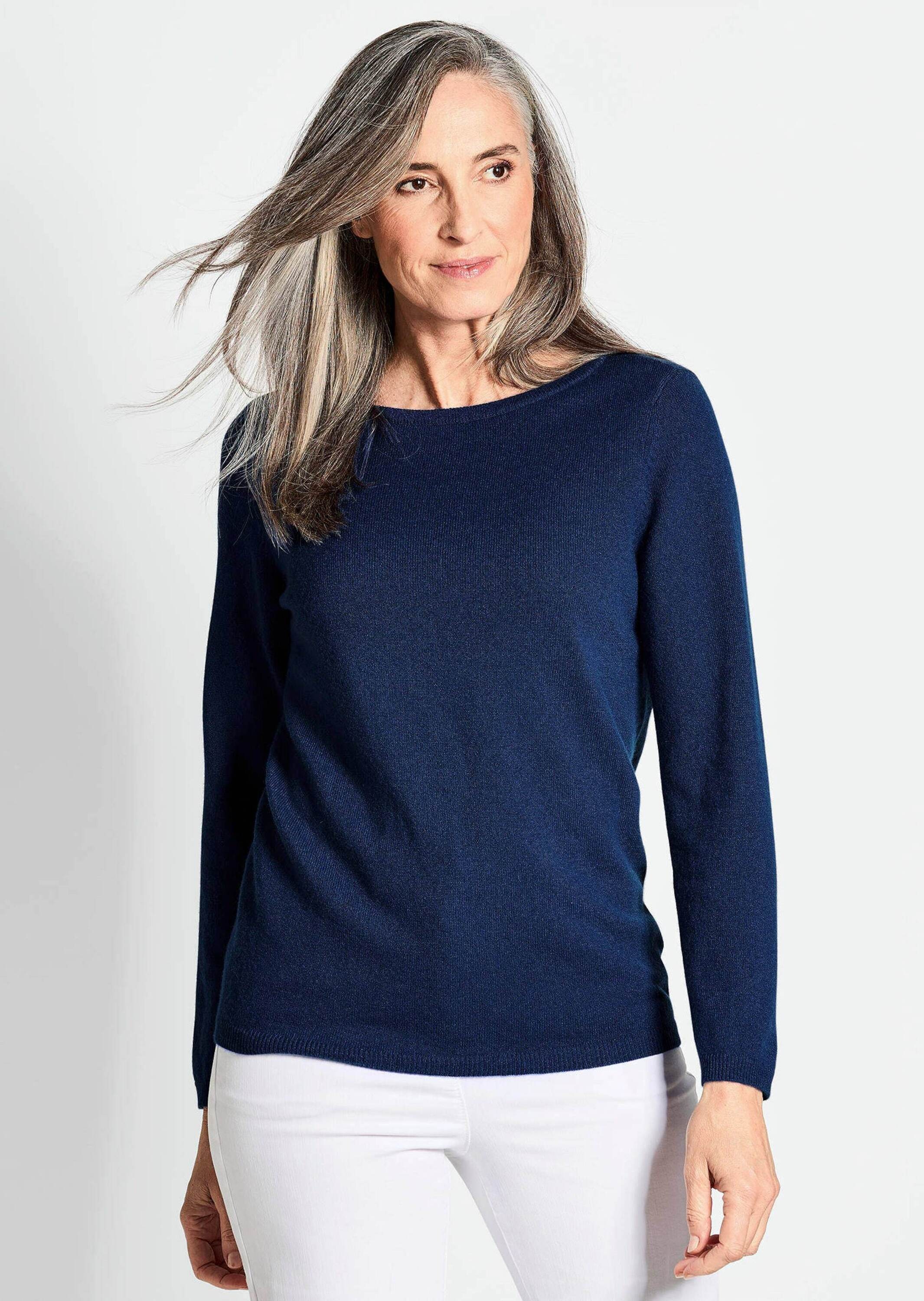 Pull en cachemire col bateau Goldner Bleu Royal 40 2