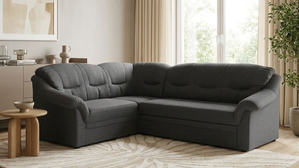 OTTO home Ecksofa "Nyborrg 234 x 185 cm, auch mit Schlaffunktion, formschön & stabil" Wahlweise mit Bettfunktion, L-Form, moderne Steppung