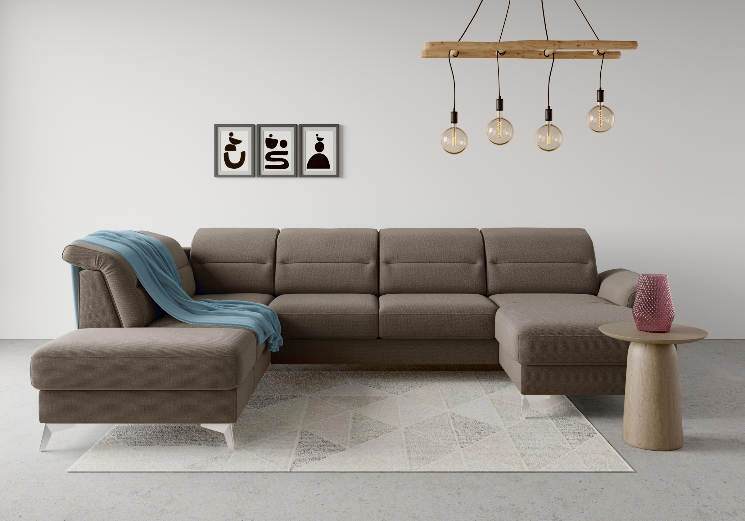 Canapé d'angle en U SIT & MORE Sinatra Taupe 10