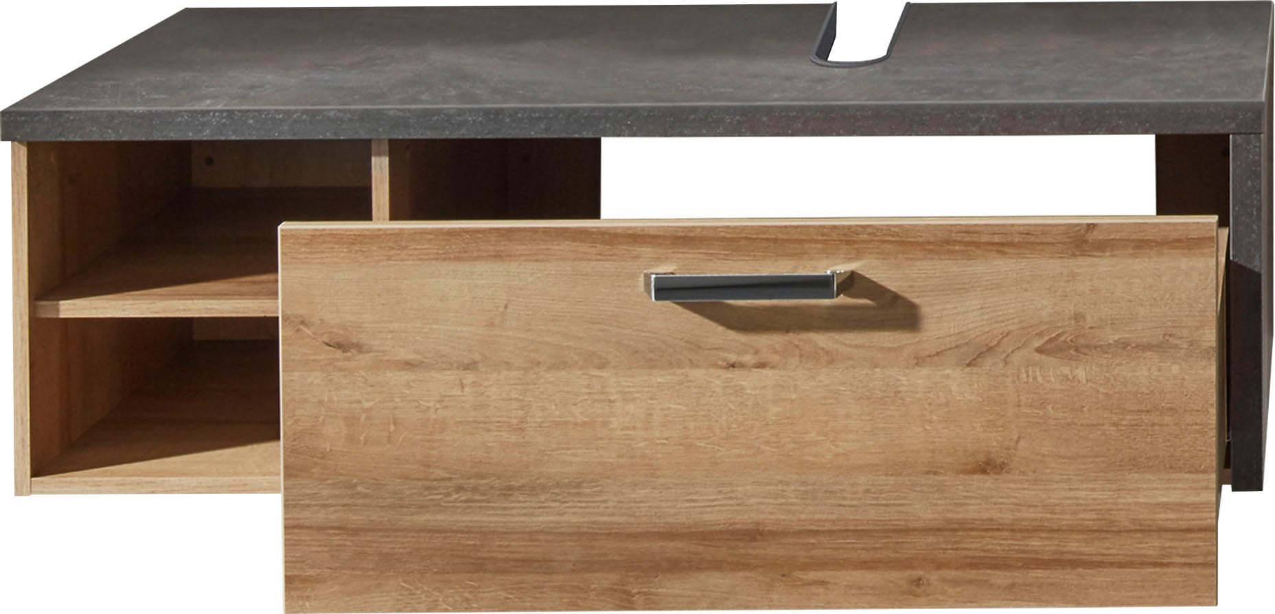 welltime Waschbeckenunterschrank »Bilbao«, Waschtisch mit Metallgriff und 2 Fächern - Maße (B/T/H) 123/53/39 cm