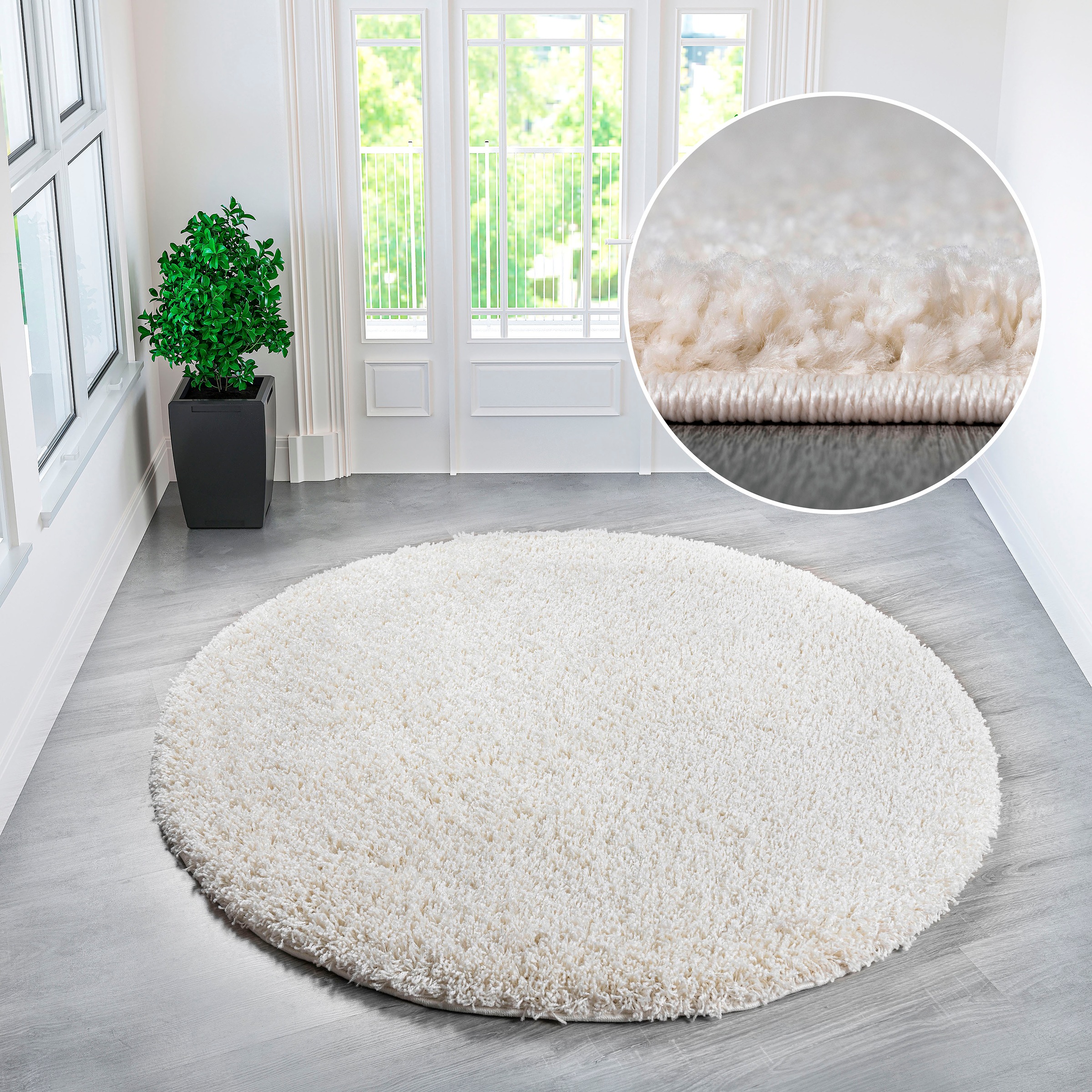 my home Teppich "Shaggy 30" rund 30 mm Höhe Teppich in Uni-Farben, besonder günstig online kaufen