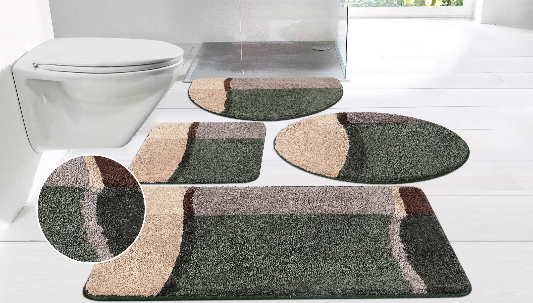 OTTO home Badematte "Belio, Badvorleger, Badezimmer Teppich" Höhe 20 mm rutschhemmend beschichtet fußbodenheizungsgeeignet schnell trocknend strapazierfähig Badematte, Badteppich, Badematten auch als 2 tlg. Set erhältlich, bunt
