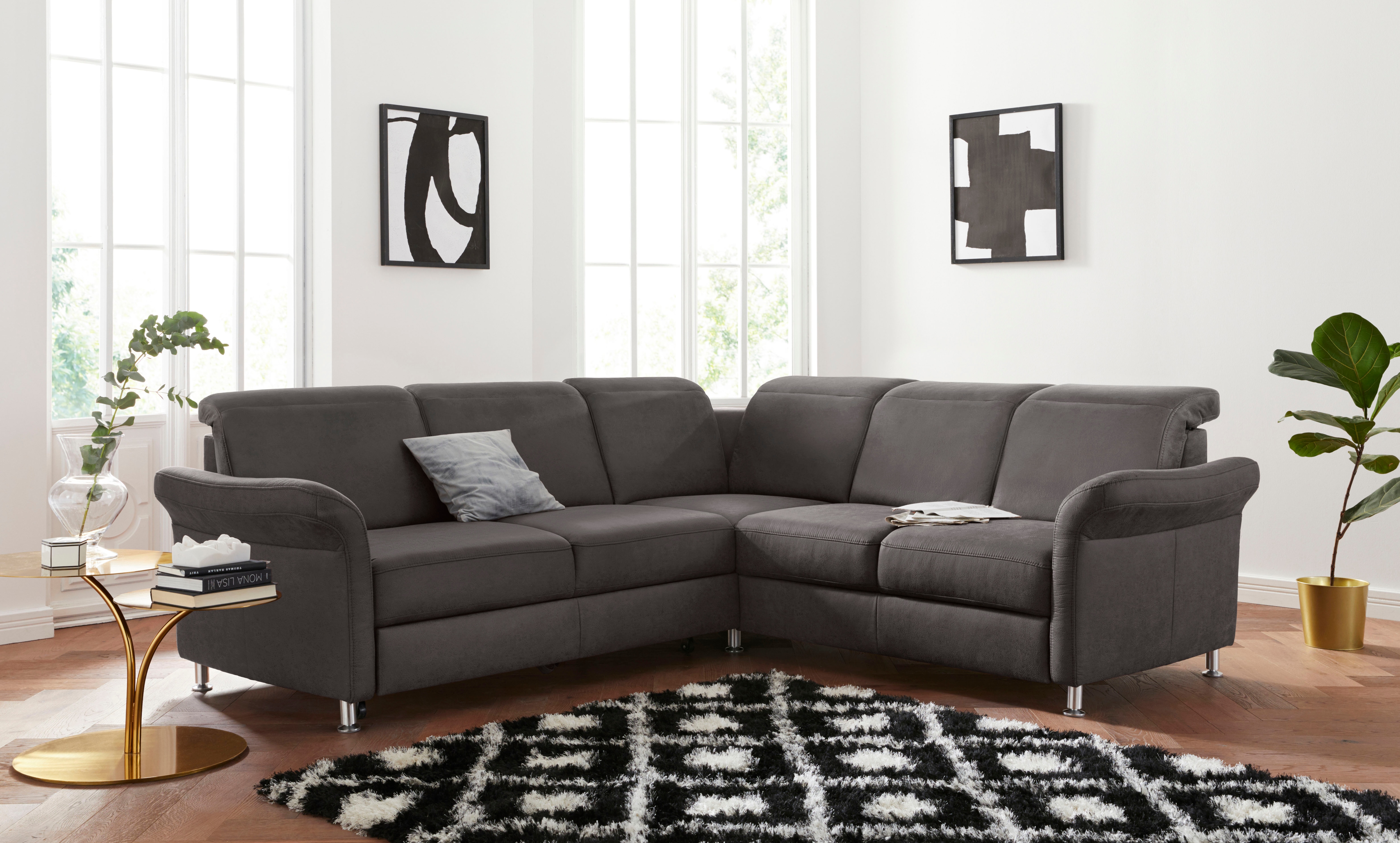 sit&more Ecksofa "Darwin L-Form" inklusive Federkern, wahlweise mit Kopfteilverstellung, Schlaffunktion