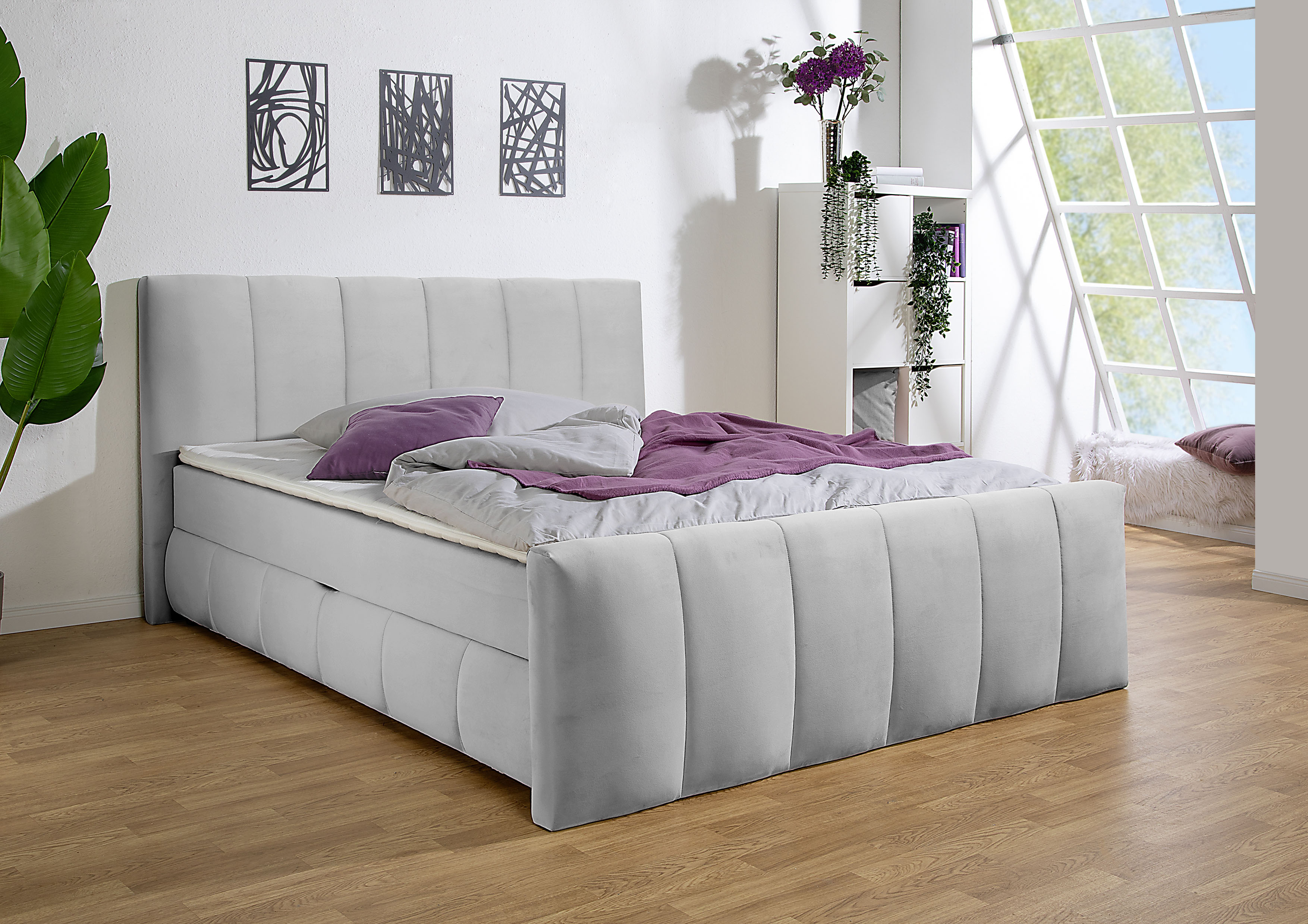 Home affaire Boxbett "Hanelore inkl. Bettkasten und Topper" Boxbett mit Bettkasten und Fußteil, inkl. Topper