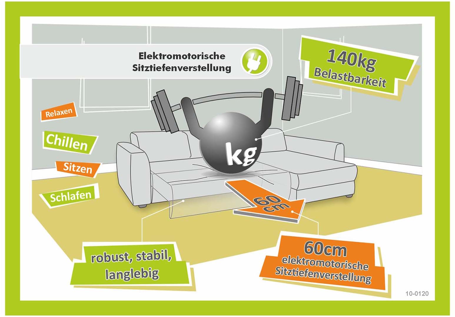Thumbnail - Jockenhöfer Gruppe Ecksofa "Zoom, L-Form, 140kg Belastbarkeit je Sitzplatz" 60cm elektromotorische Sitztiefenverstellung...