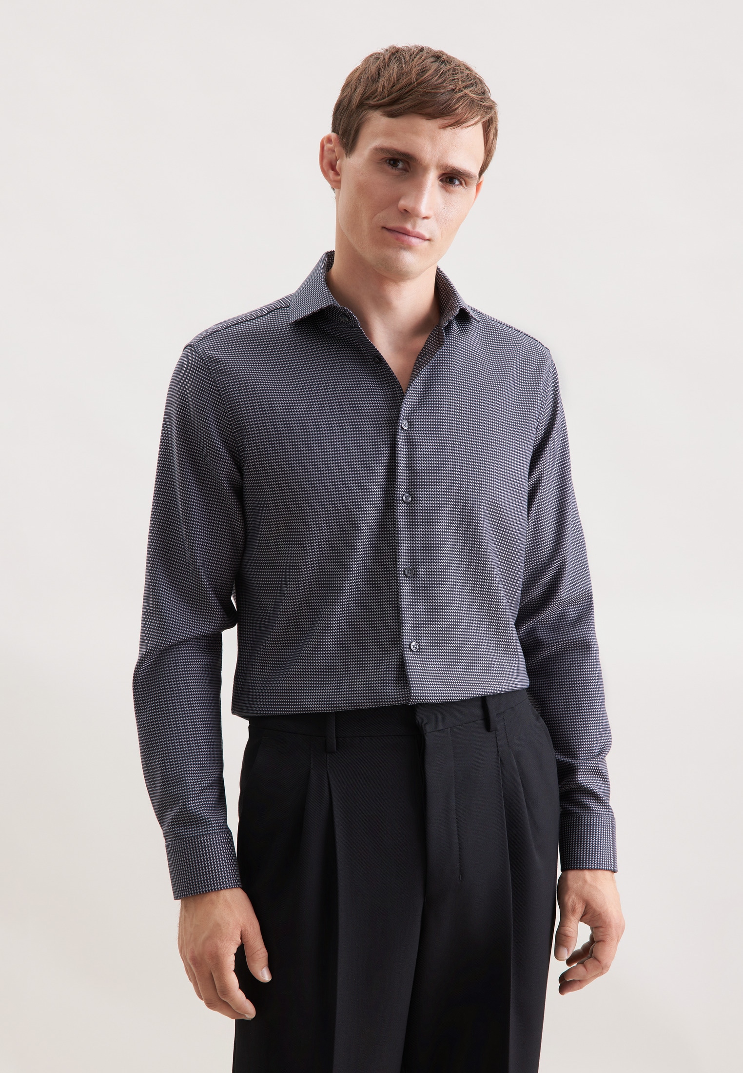 seidensticker Businesshemd "Schwarze Rose" Regular 1/1 Kentkragen Pepita günstig online kaufen