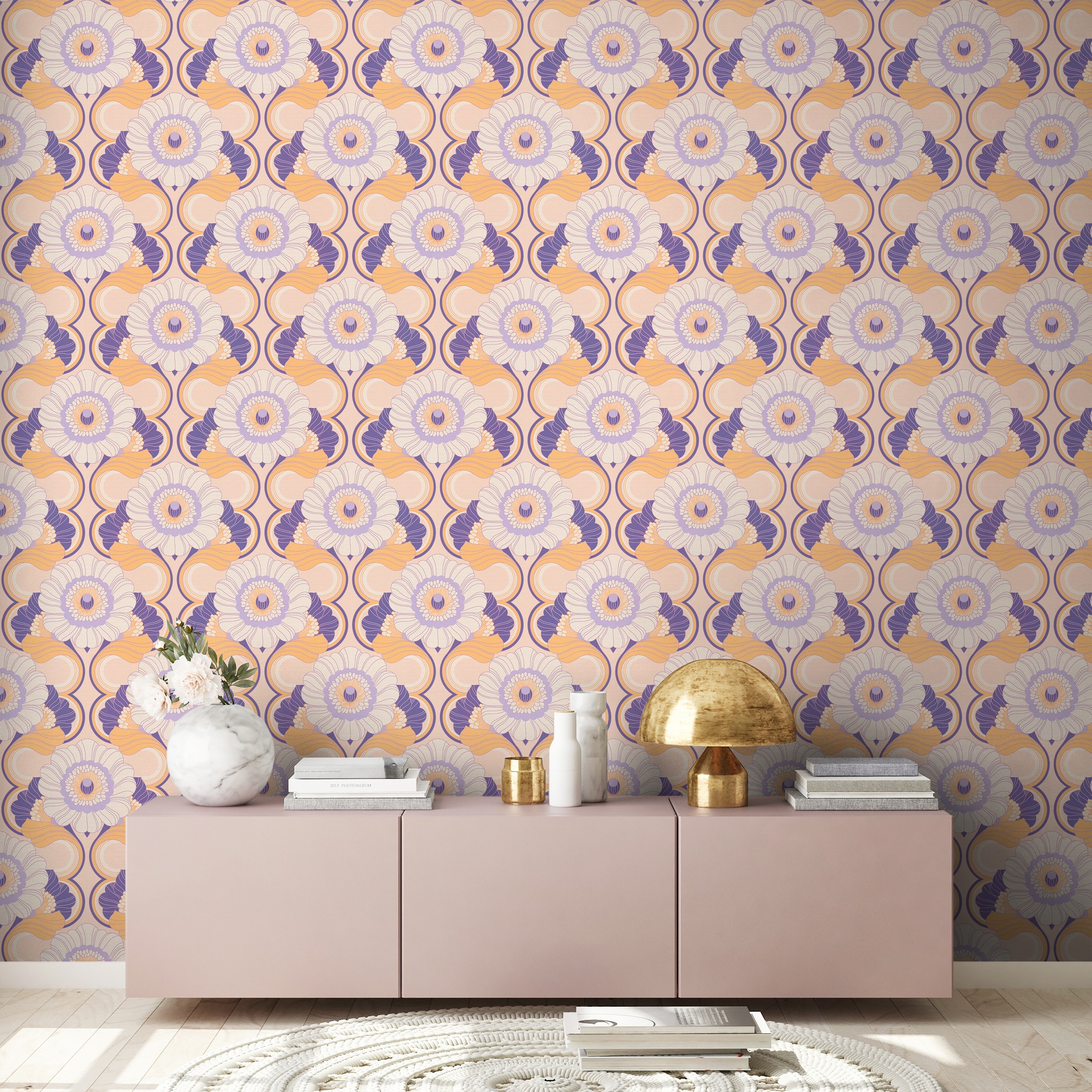 A.S. Création Vliestapete "Retro Chic Blumen-Tapete Mustertapete Vintage Blumen" Matt Strukturiert Vliestapete Blattmuster Für Schlafzimmer Küche