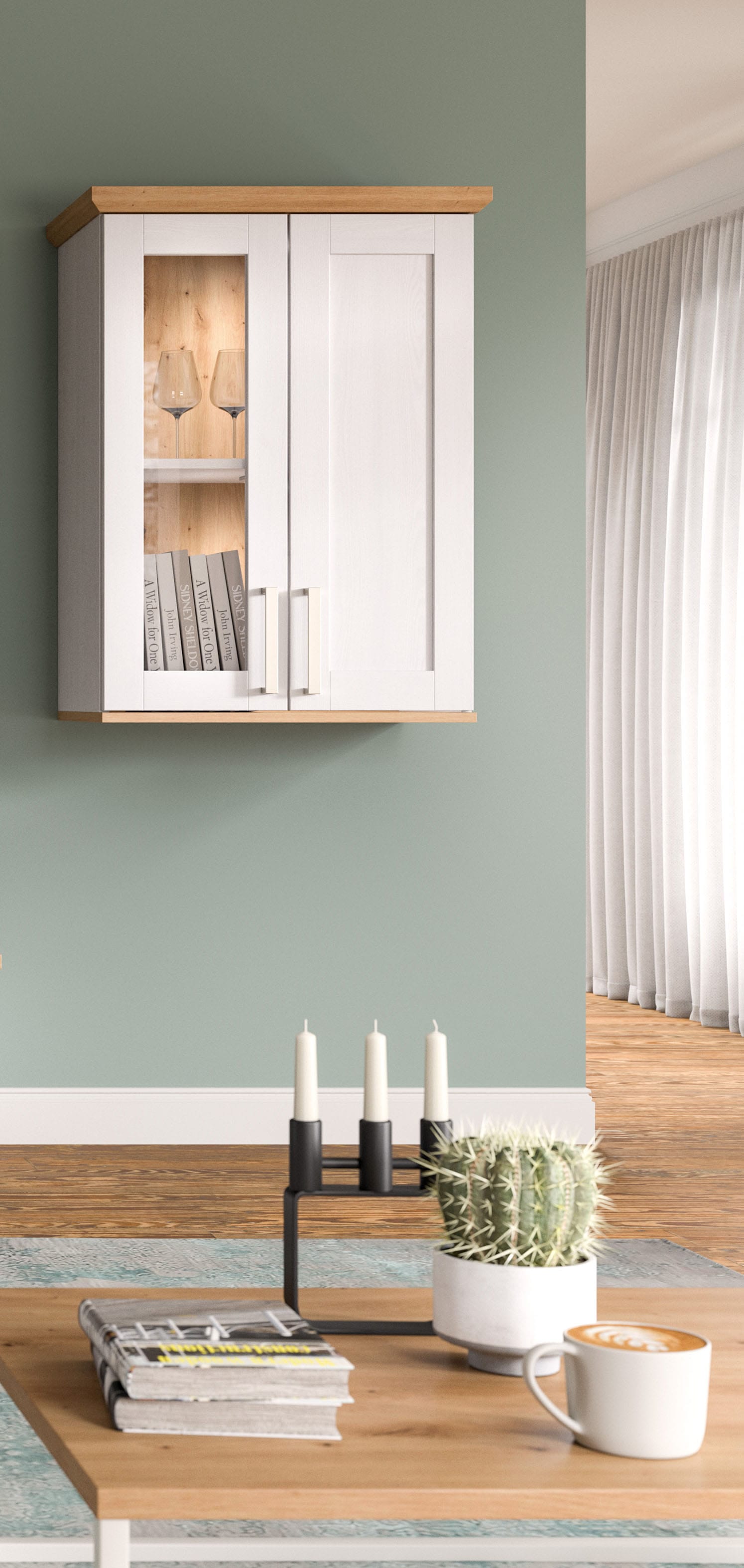 Home affaire Vitrine »Cosenza, Höhe 80 cm, 2 Türen, 2Fächer«, (1 St.), Vitrine, Höhe 88 cm, Wohnzimmer, Esszimmer