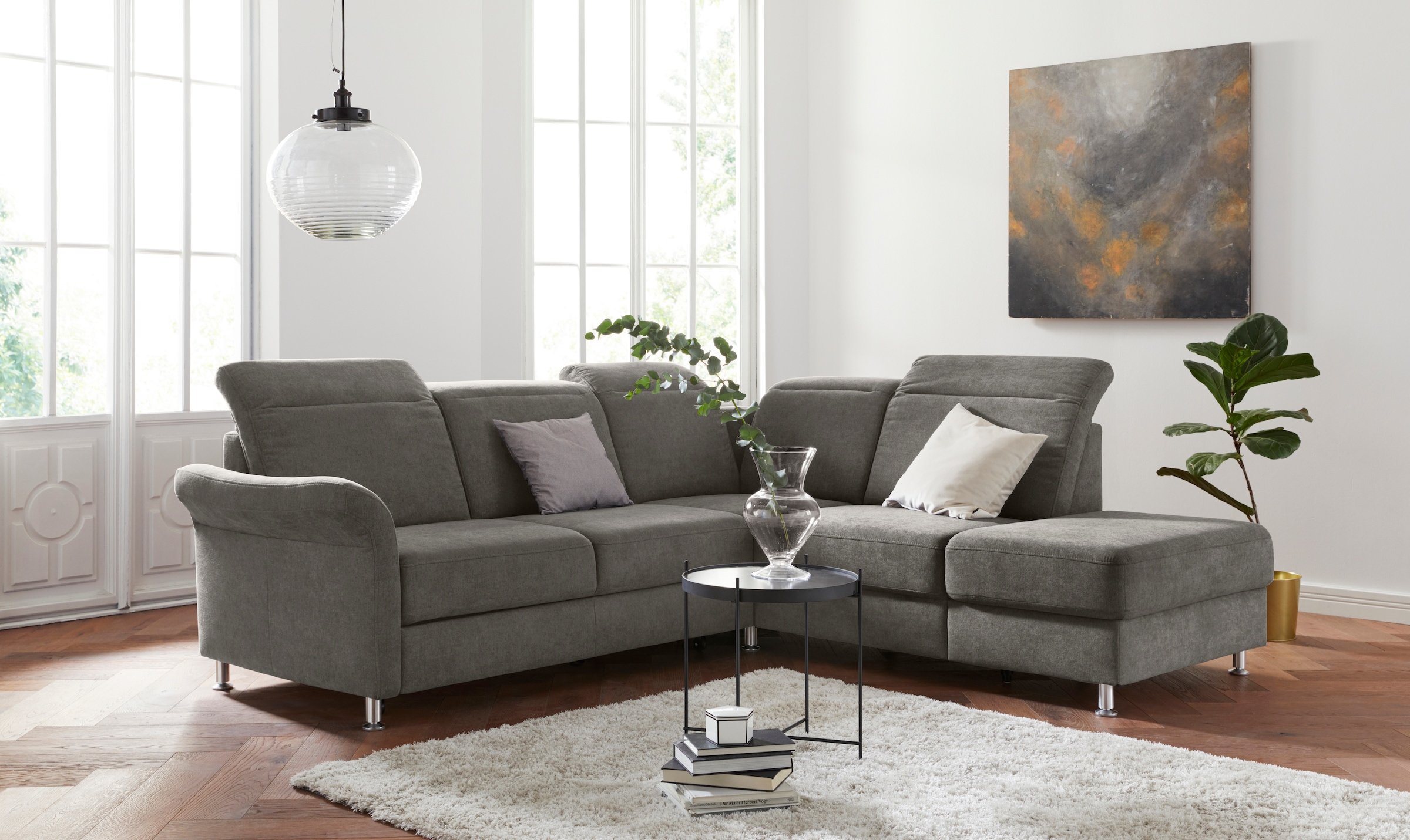 sit&more Ecksofa "Darwin L-Form", inklusive Federkern, wahlweise mit Kopfte günstig online kaufen