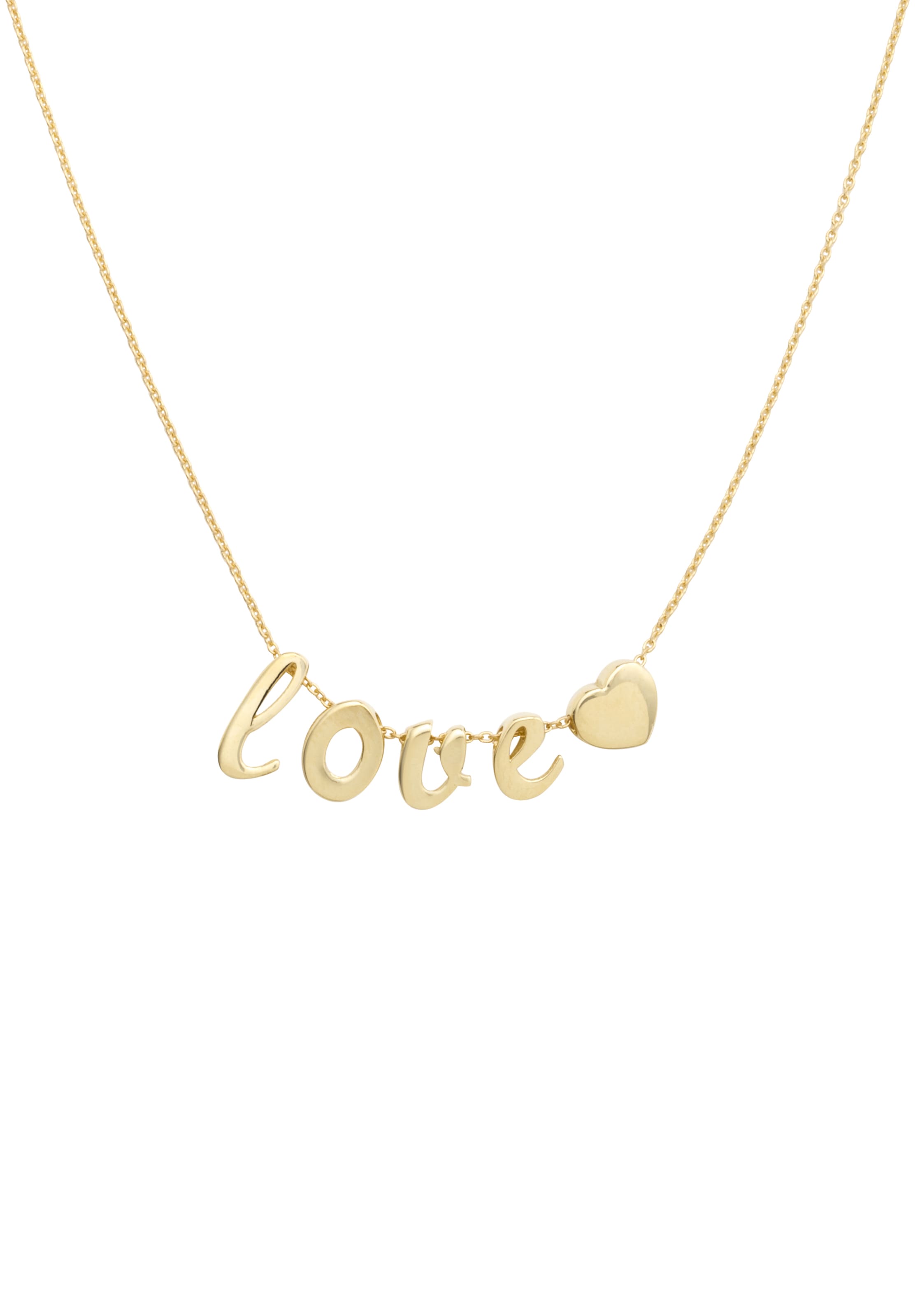 Kette mit Anhänger AMOR "Love/Herz", gold (gelbgoldfarben), Halsketten, Damen, Gelbgold 375, L: 45 4