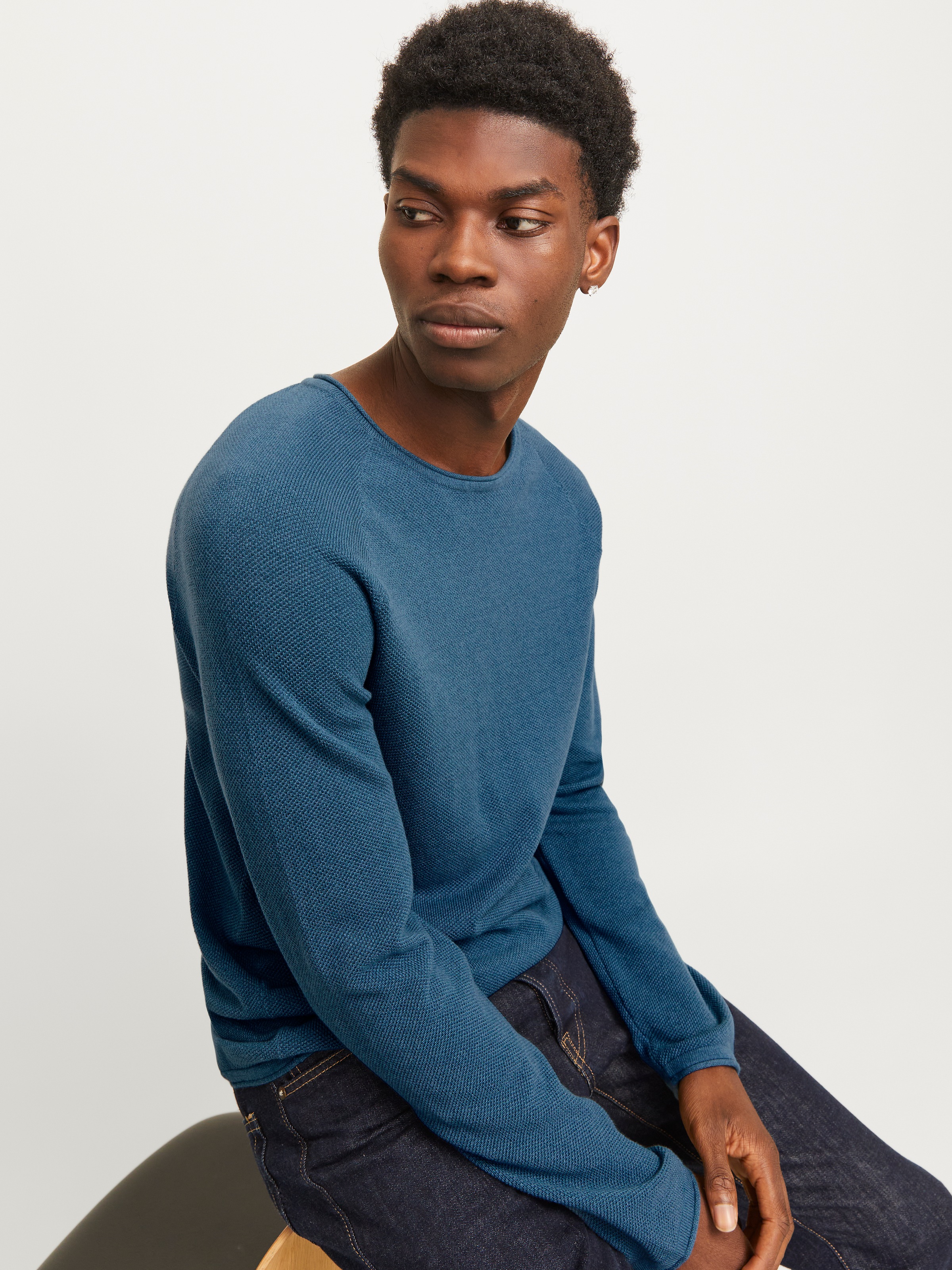 Jack & Jones Rundhalspullover »JJEHILL KNIT CREW NECK NOOS«, aus Strukturstrick