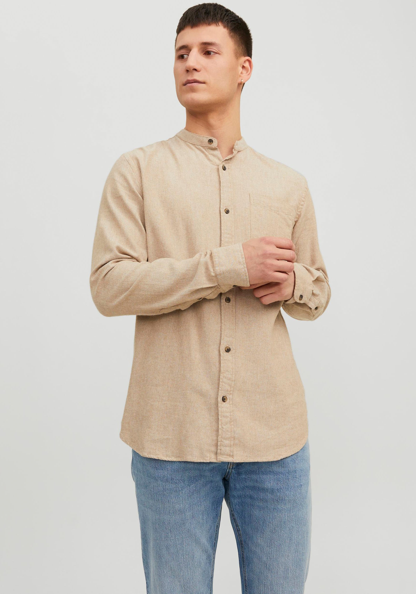 Jack & Jones Langarmhemd "JJEBAND MELANGE SHIRT LS SN"