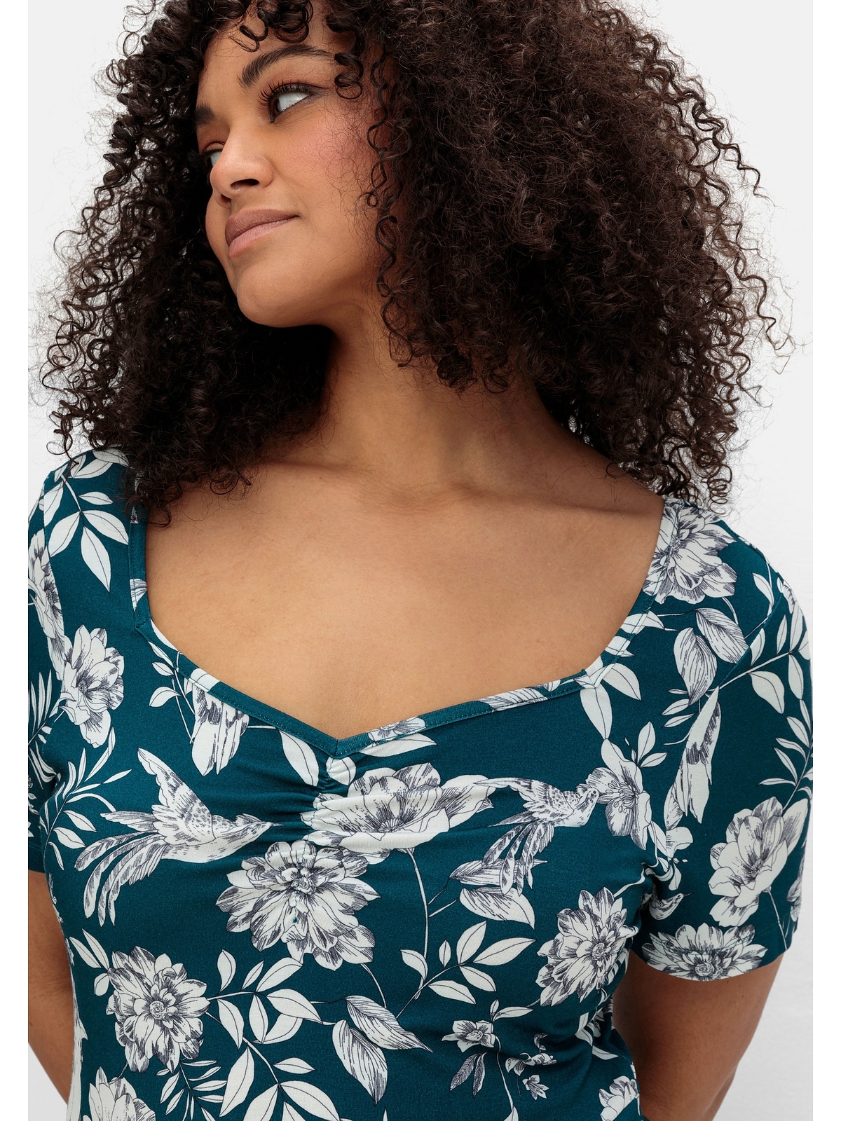 sheego by Joe Browns Jerseykleid »Große Größen«, mit Blumendruck und Herzausschnitt