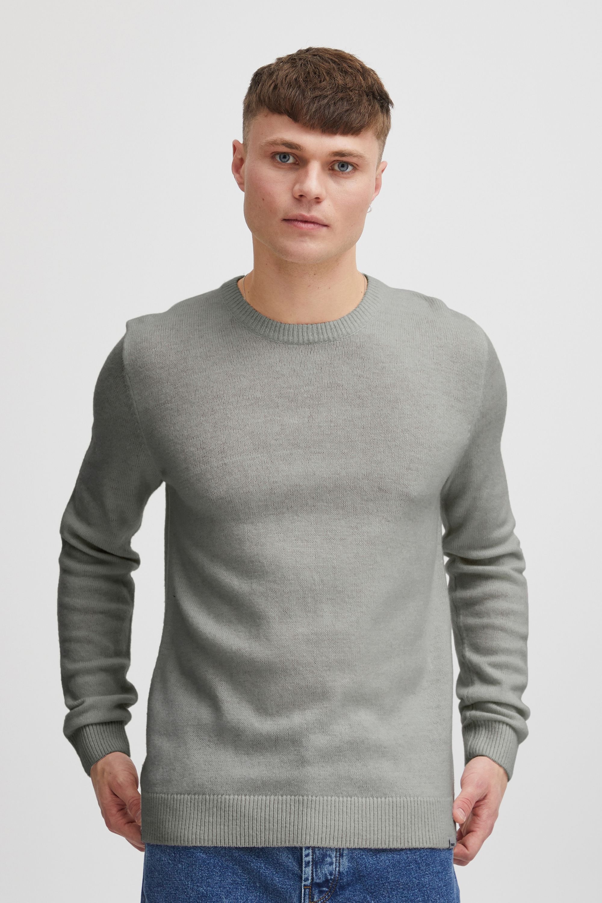 !solid Strickfleece-Pullover SOLID "Strickpullover Sddyllon", Herren, Gr. S, grau (light grau melange), Obermaterial: 60% Lammfell LF. 40% Nylon NY., Pullover 2