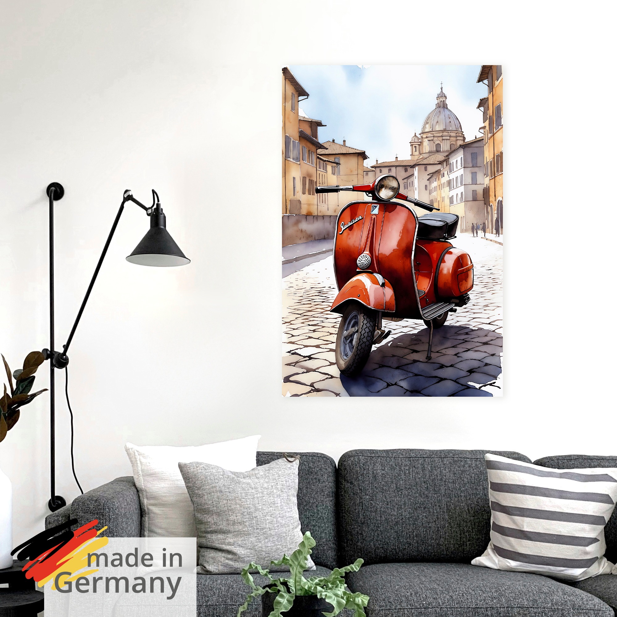 Artland Wandbild "Roter Motorroller in Italien" 1 Stk. tlg. als Alubild, Leinwandbild, Poster, Wandaufkleber in verschied. Größen