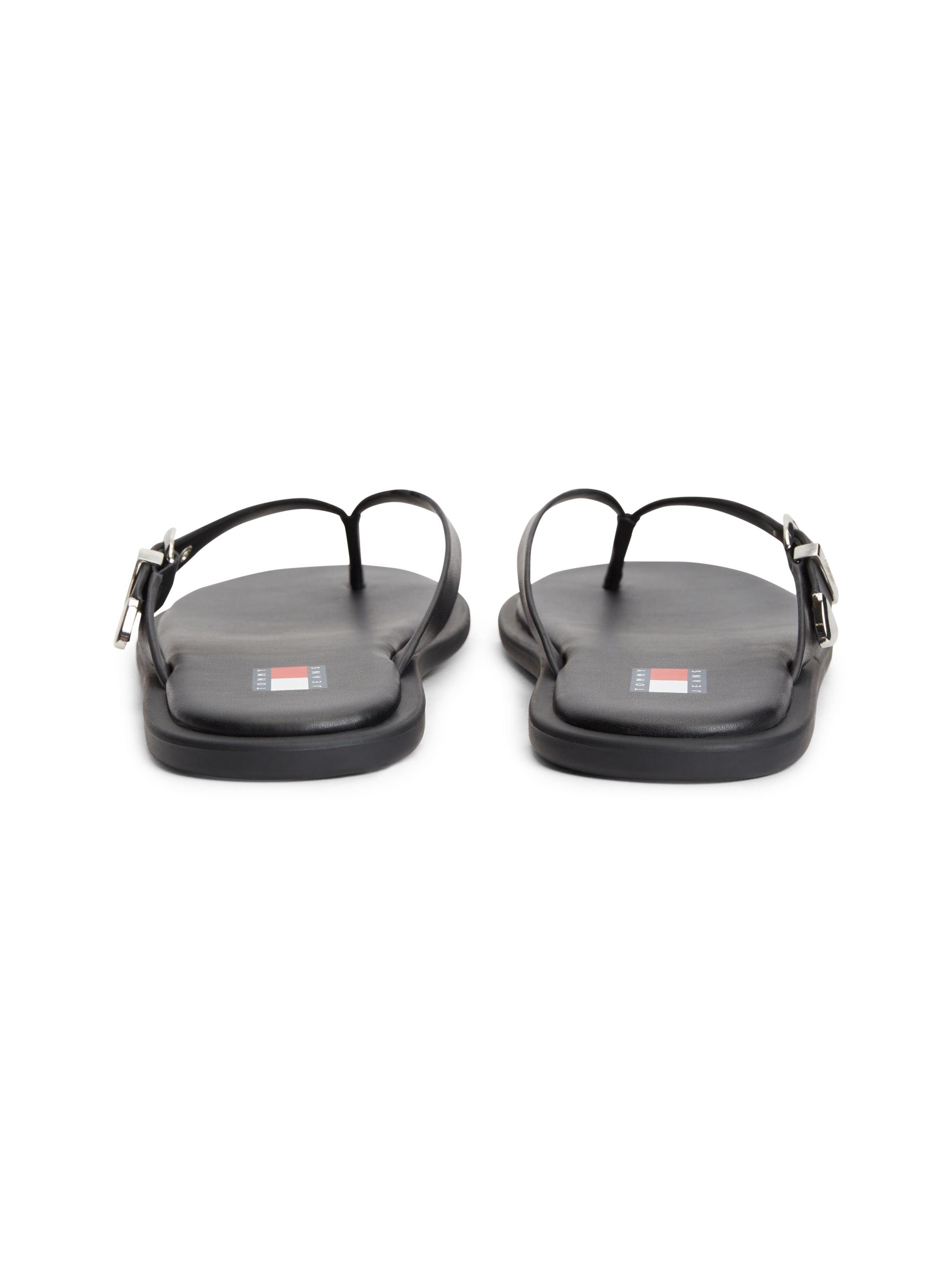 Tommy Jeans Zehentrenner »TJW FLAT LEATHER SANDALS«  Dianette, Strandschuh, Schlupfschuh mit verstellbarer Schnalle