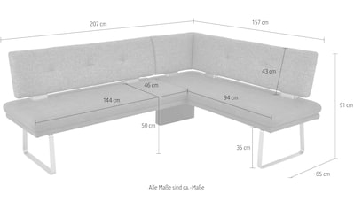 MCA furniture Eckbank »Arco«, Eckbank frei im Raum stellbar, Breite 200 cm,  belastbar bis 500 kg kaufen | BAUR