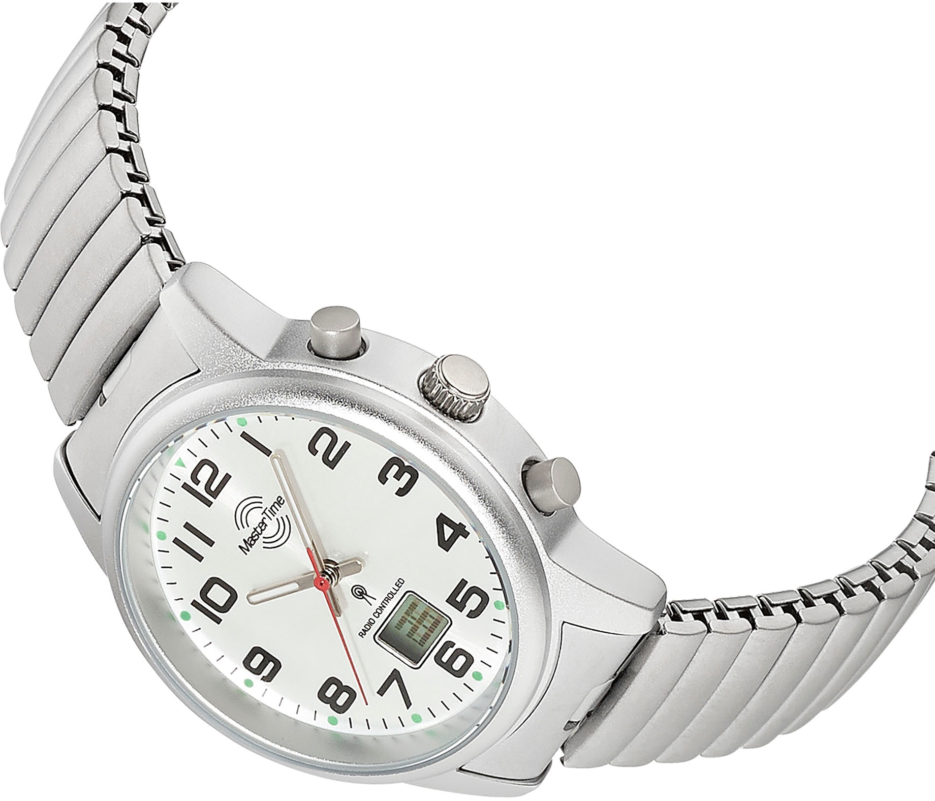MASTER TIME Funkuhr »Super Power«, Armbanduhr, Quarzuhr, Damenuhr, Datum, Leuchtzeiger, Flexband, Zugband