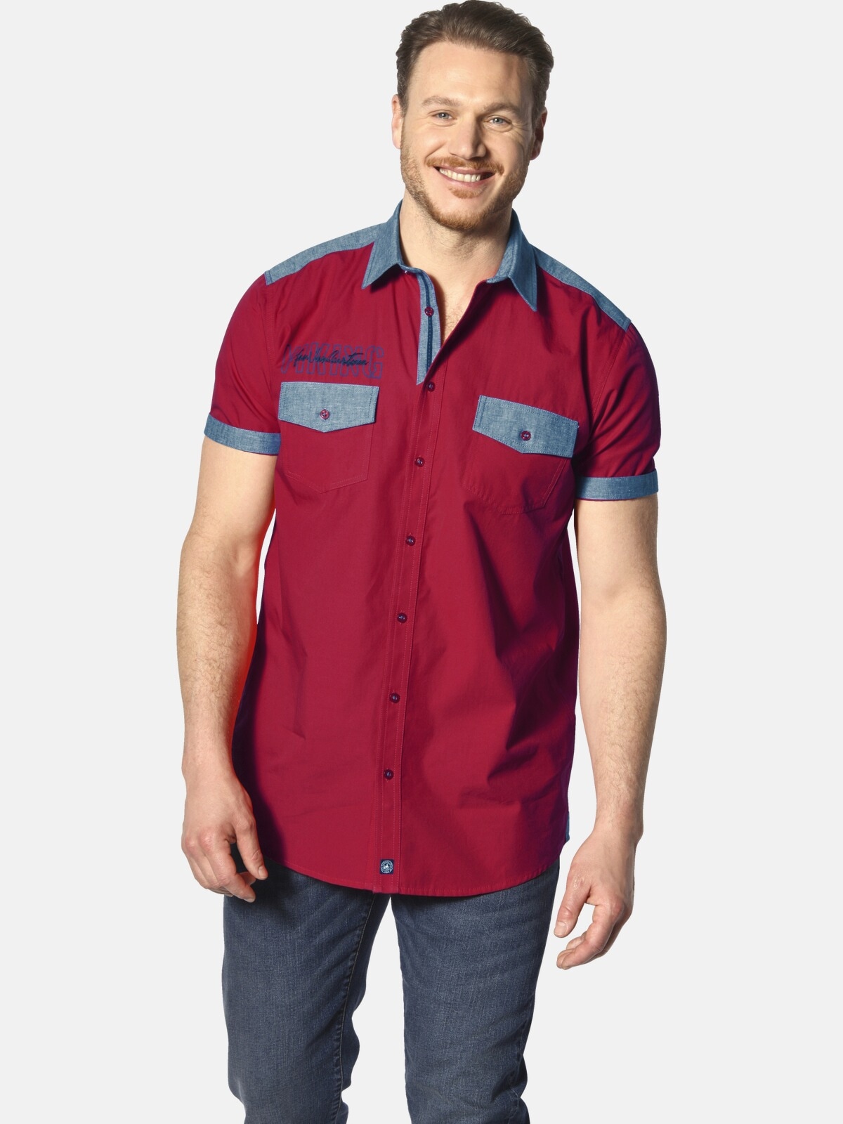 Jan Vanderstorm Herkko Men Short Sleeve Shirt Red XL