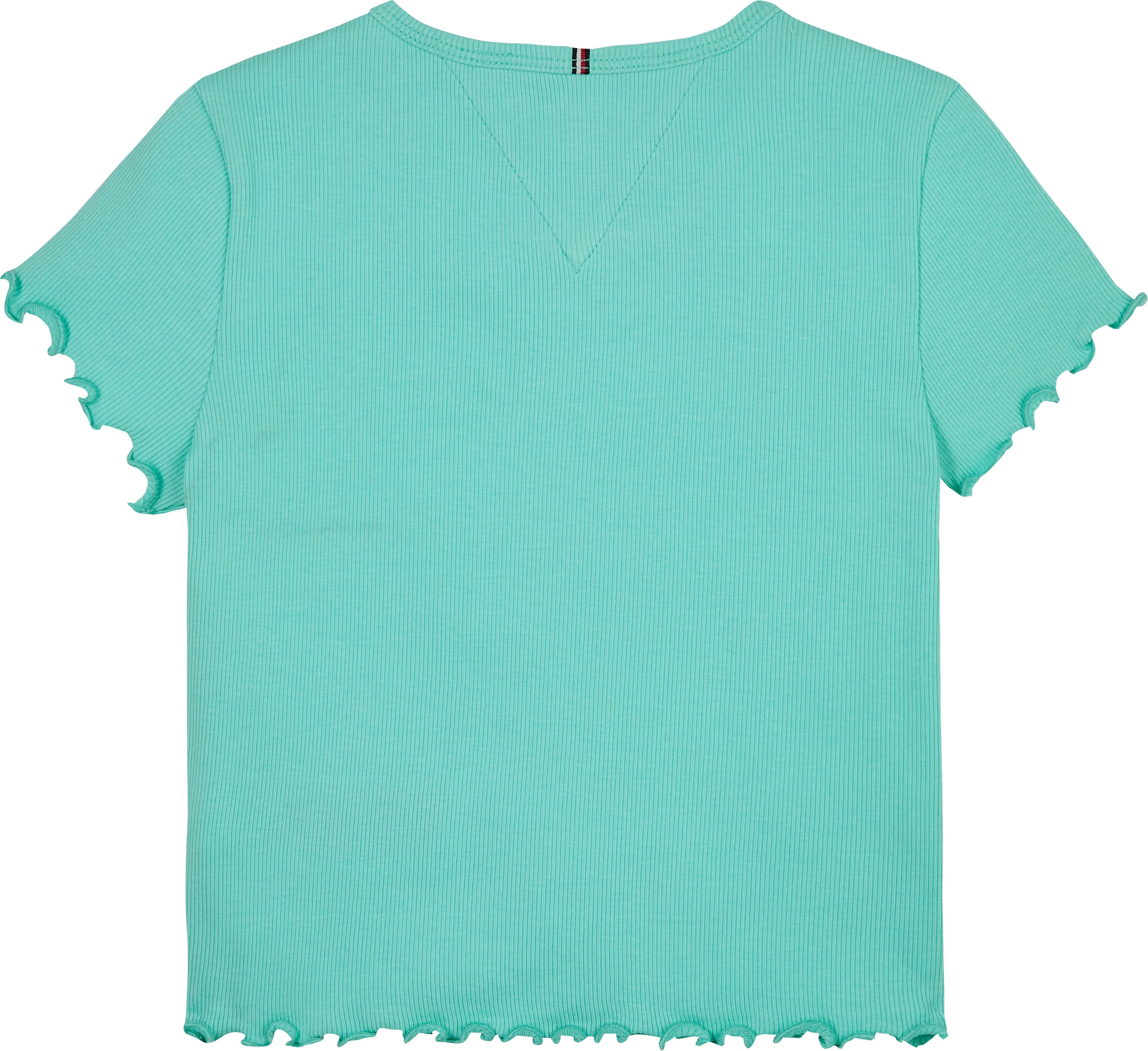 Tommy Hilfiger T-Shirt »ESSENTIAL RIB TOP SS«, mit Babylock-Kanten, mit Logostickerei
